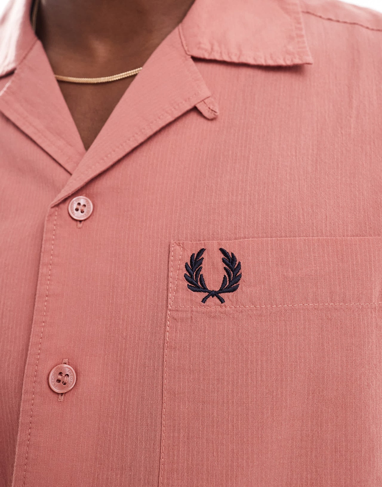 Fred Perry light weight revere collar shirt in pink