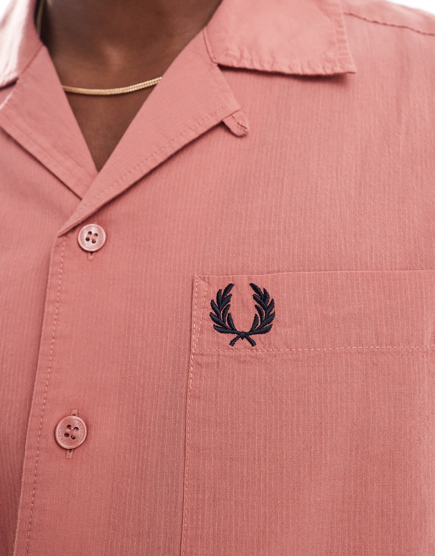 Fred Perry light weight revere collar shirt in pink