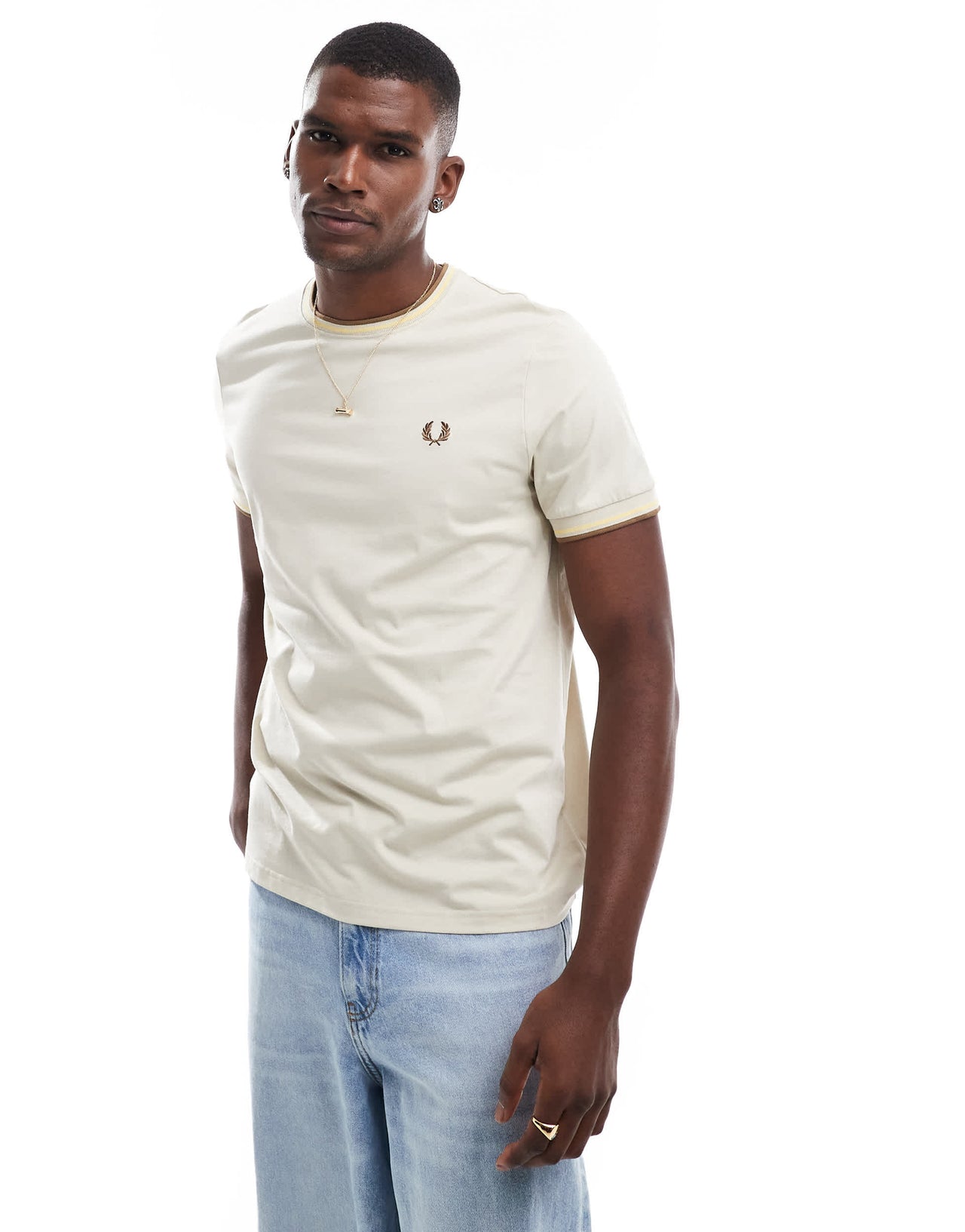 Fred Perry twin tipped t-shirt in beige