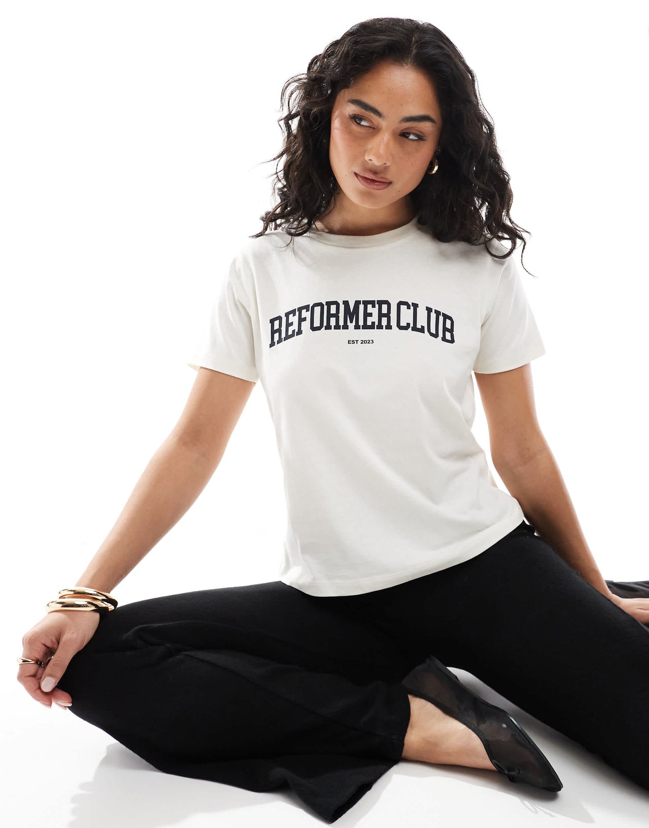 JJXX reformer club t-shirt in cream