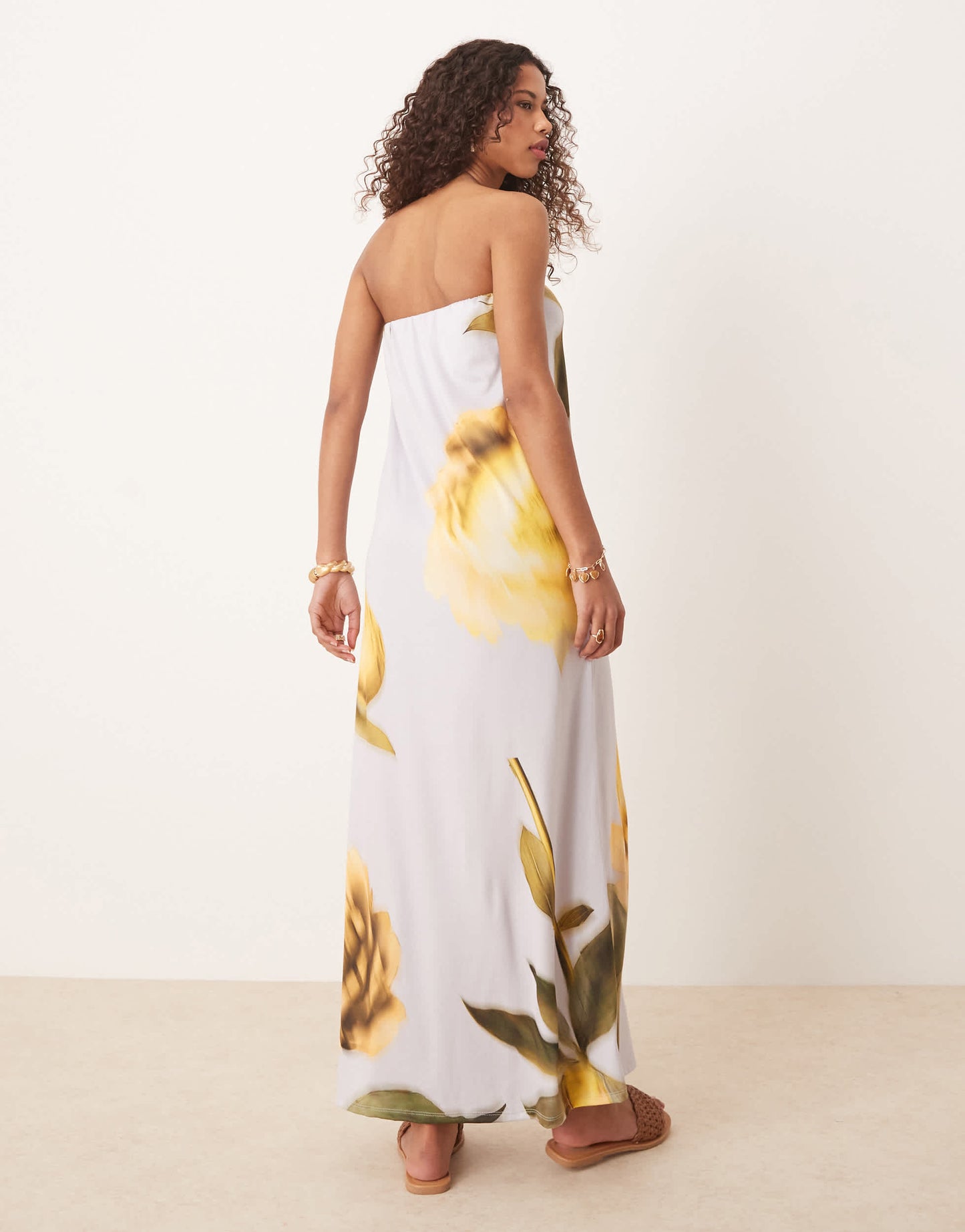 ASOS DESIGN bandeau placement flower maxi dress
