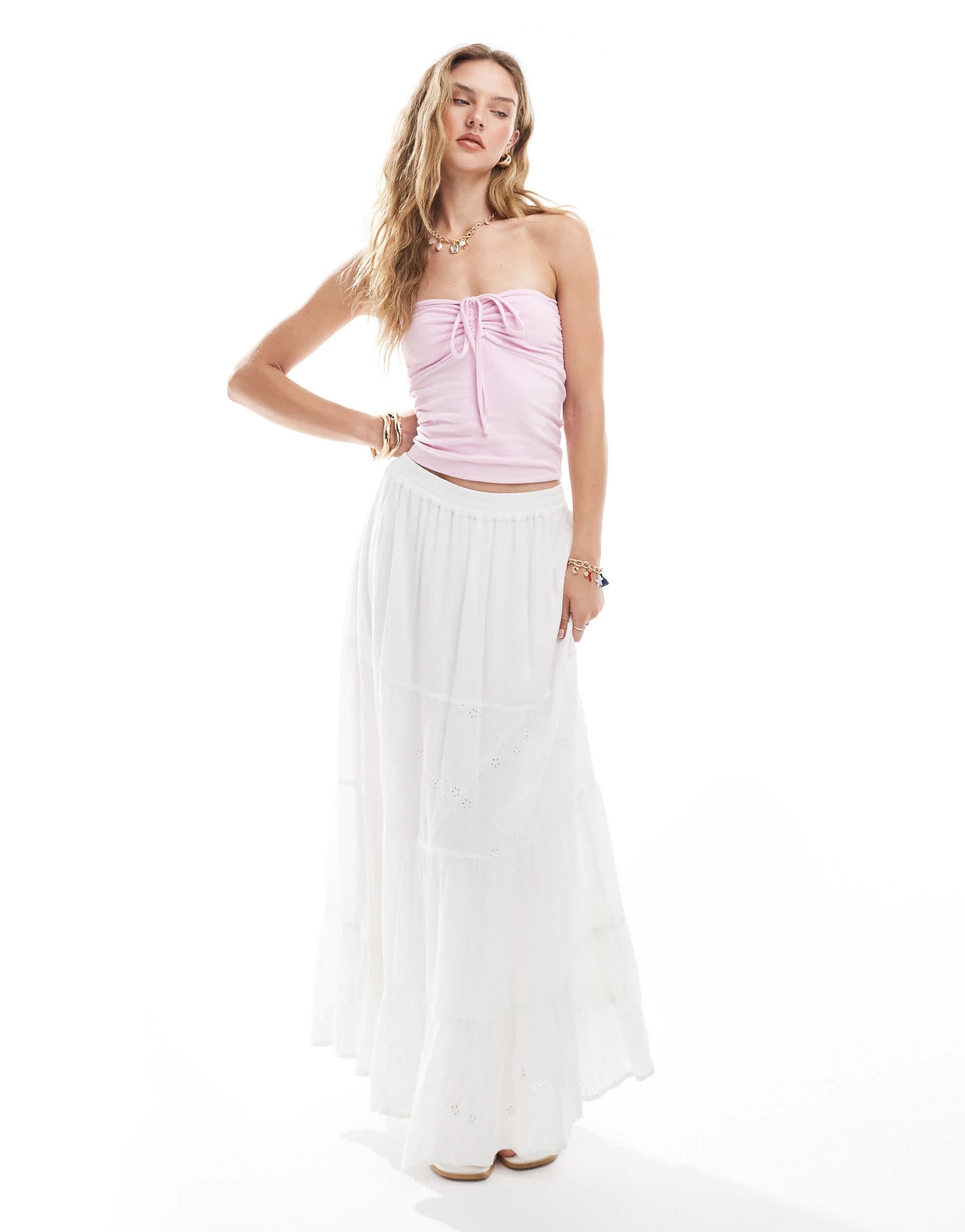Hollister tie front tube top in pink