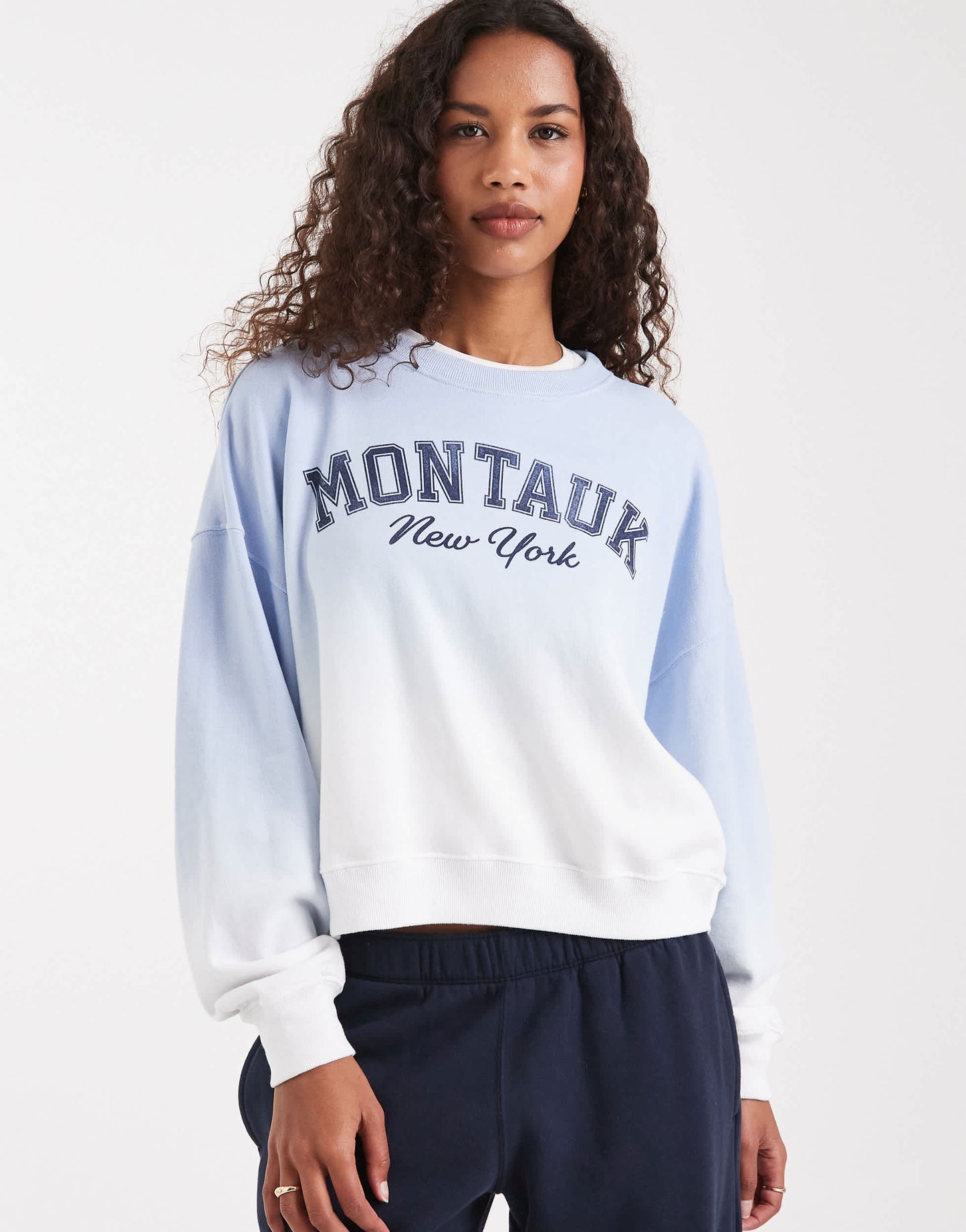 Hollister crewneck front graphic sweatshirt in blue ombre