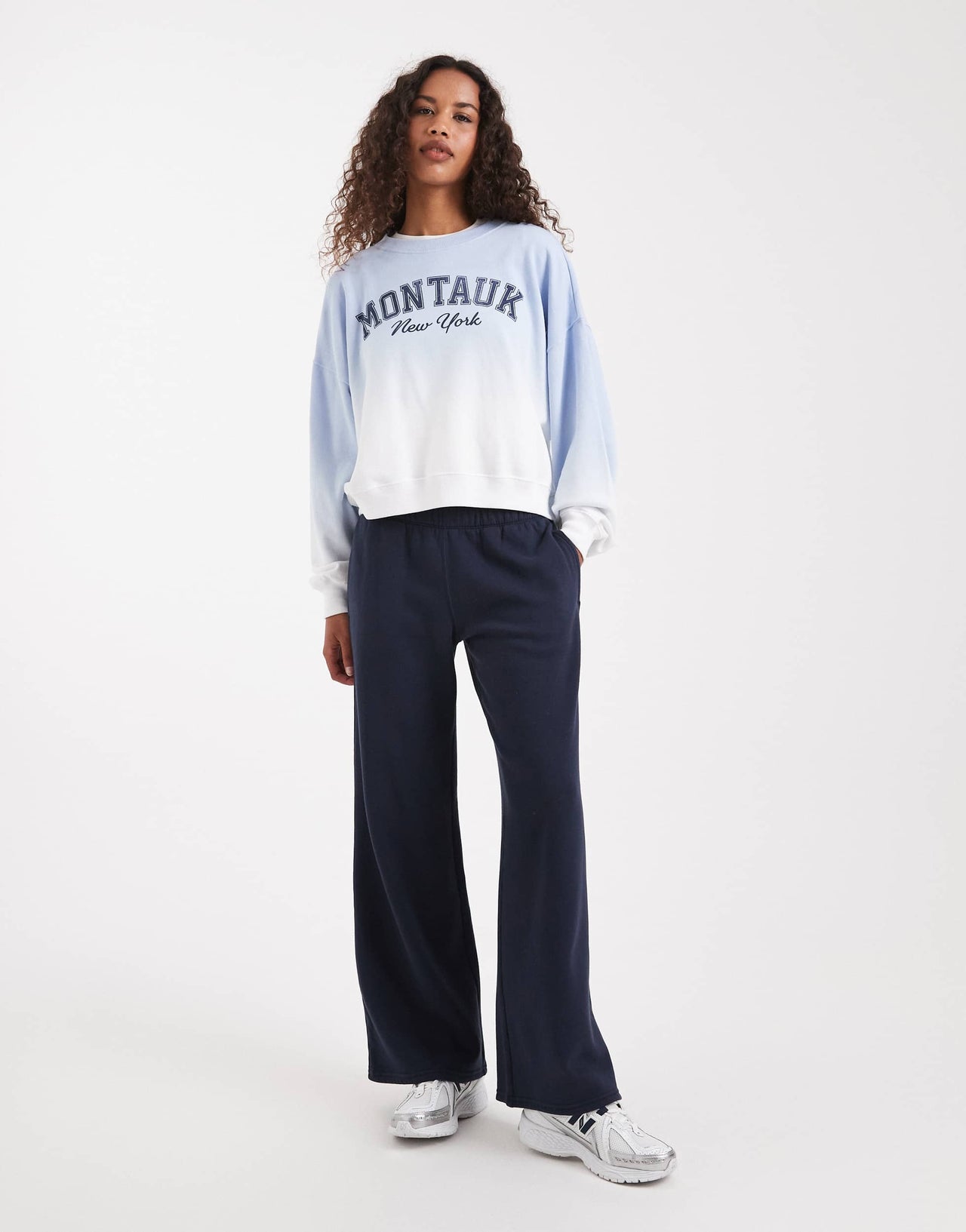 Hollister crewneck front graphic sweatshirt in blue ombre
