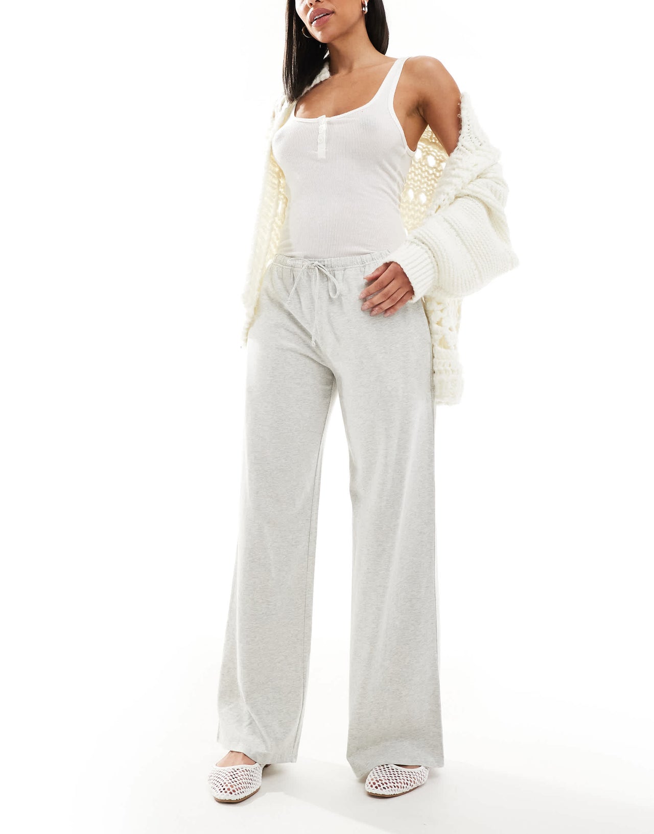 Hollister low rise knit baggy casual trousers in grey