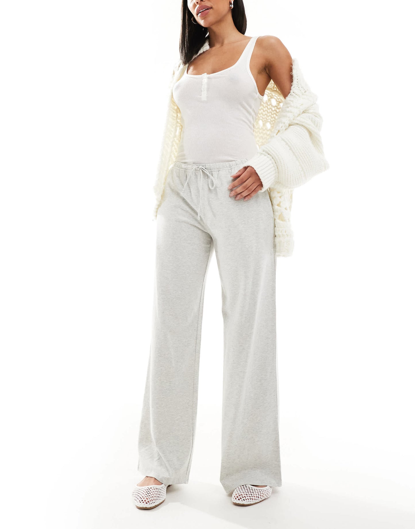 Hollister low rise knit baggy casual trousers in grey