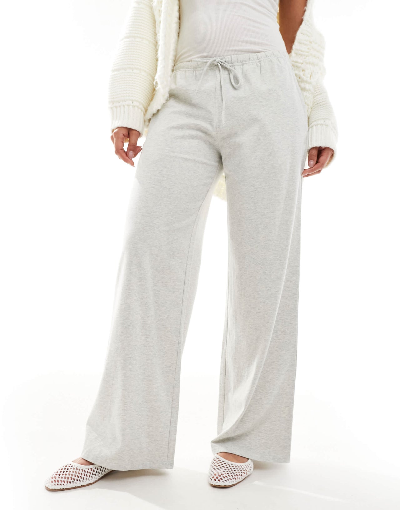Hollister low rise knit baggy casual trousers in grey