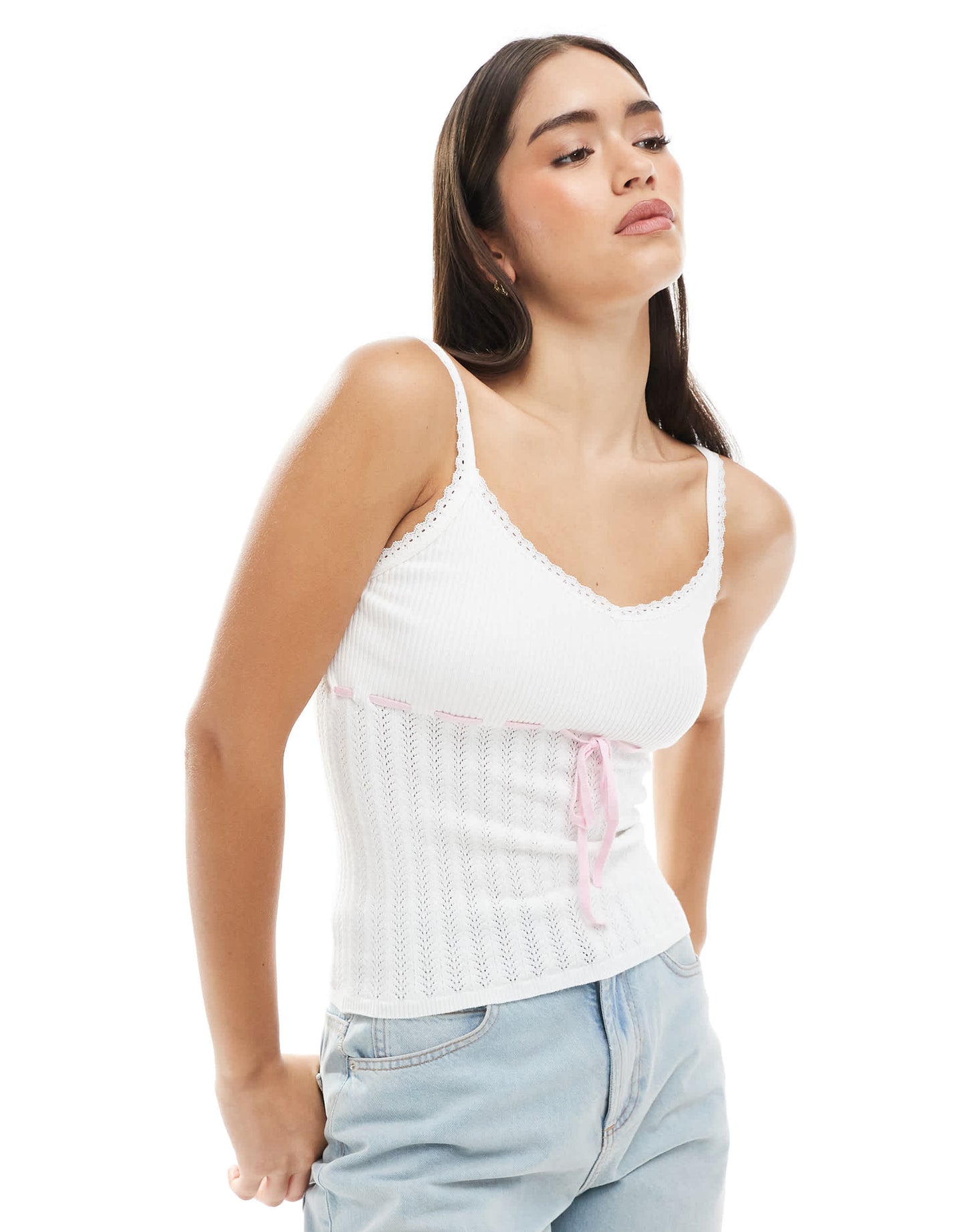 Hollister contrast stitching tank top in white