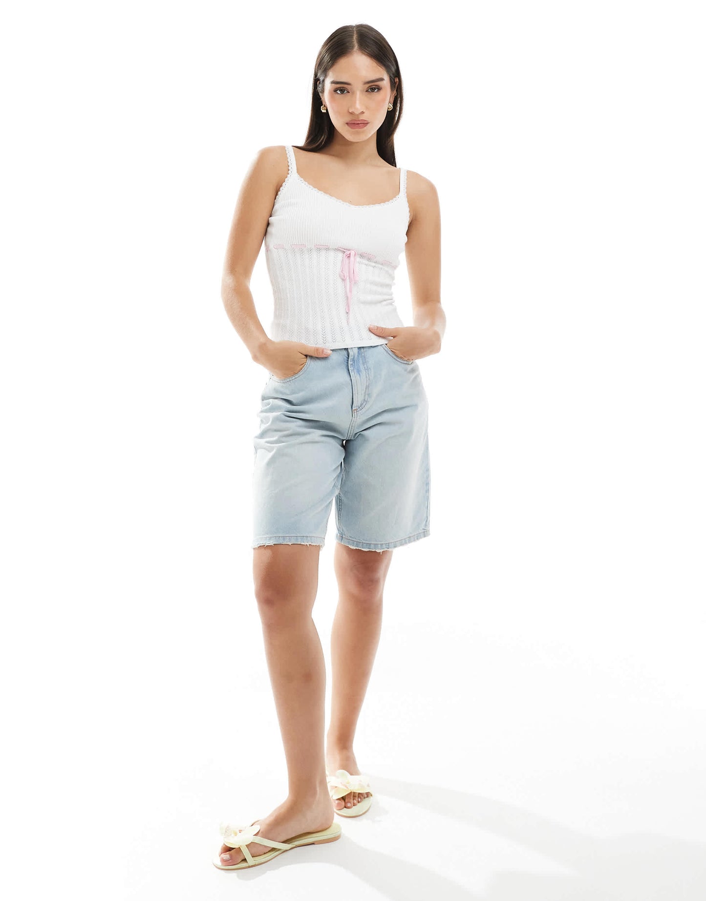 Hollister contrast stitching tank top in white