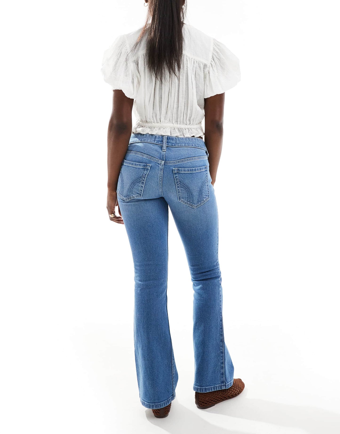 Hollister low rise bootcut jeans in medium wash