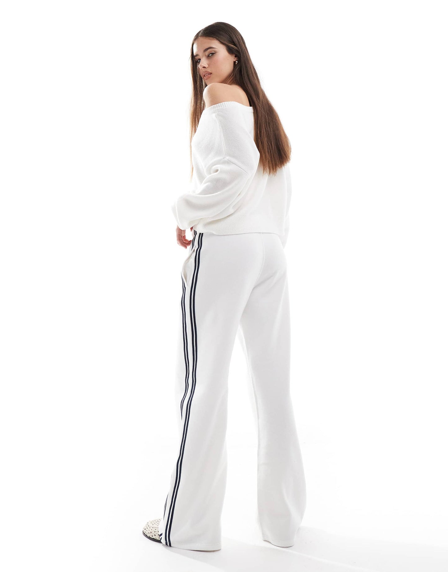 Hollister mid rise wide leg joggers in white