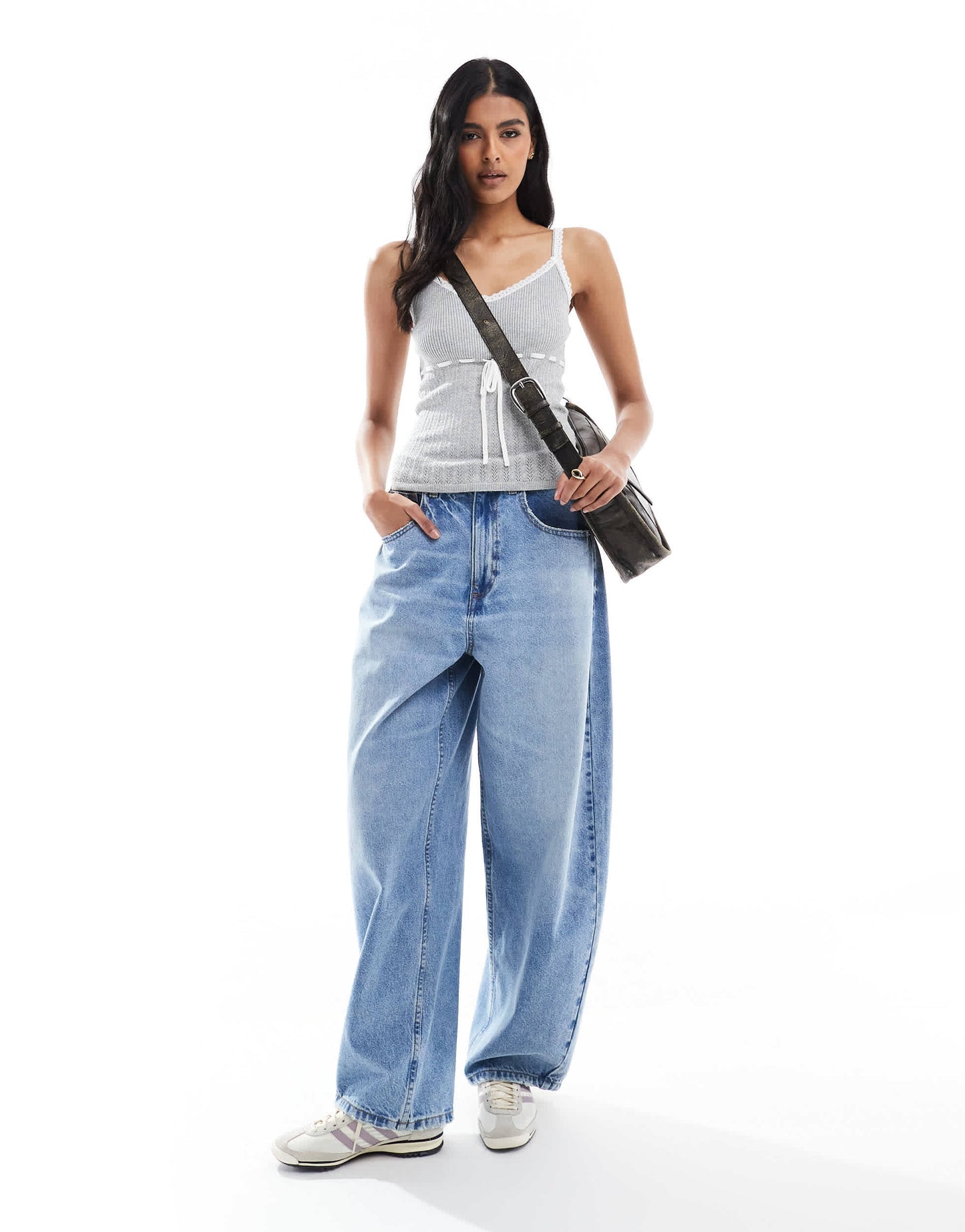 Hollister contrast stitching tank top in grey marl