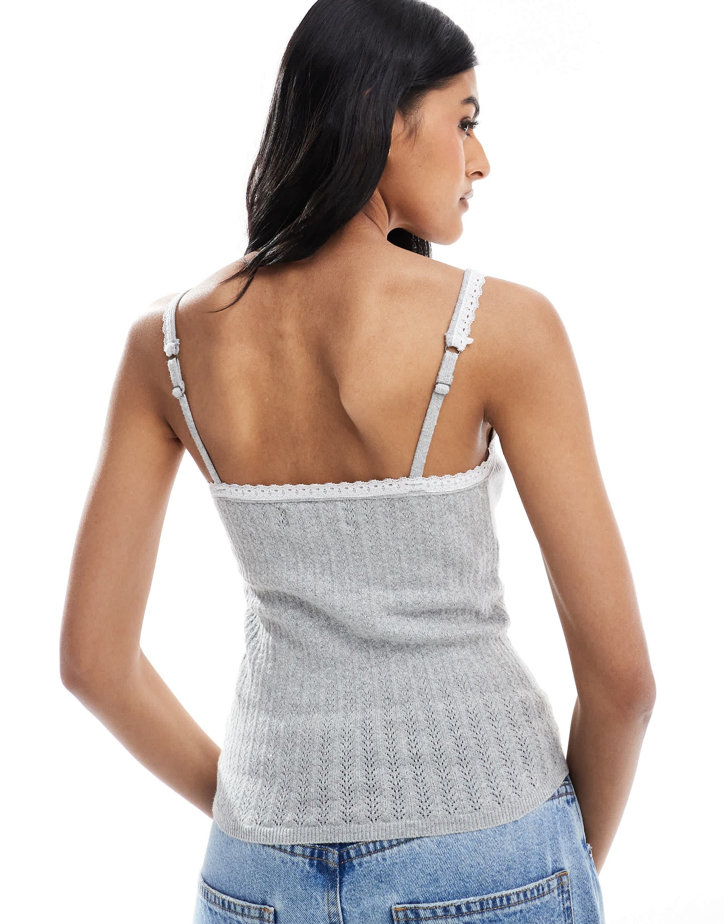 Hollister contrast stitching tank top in grey marl