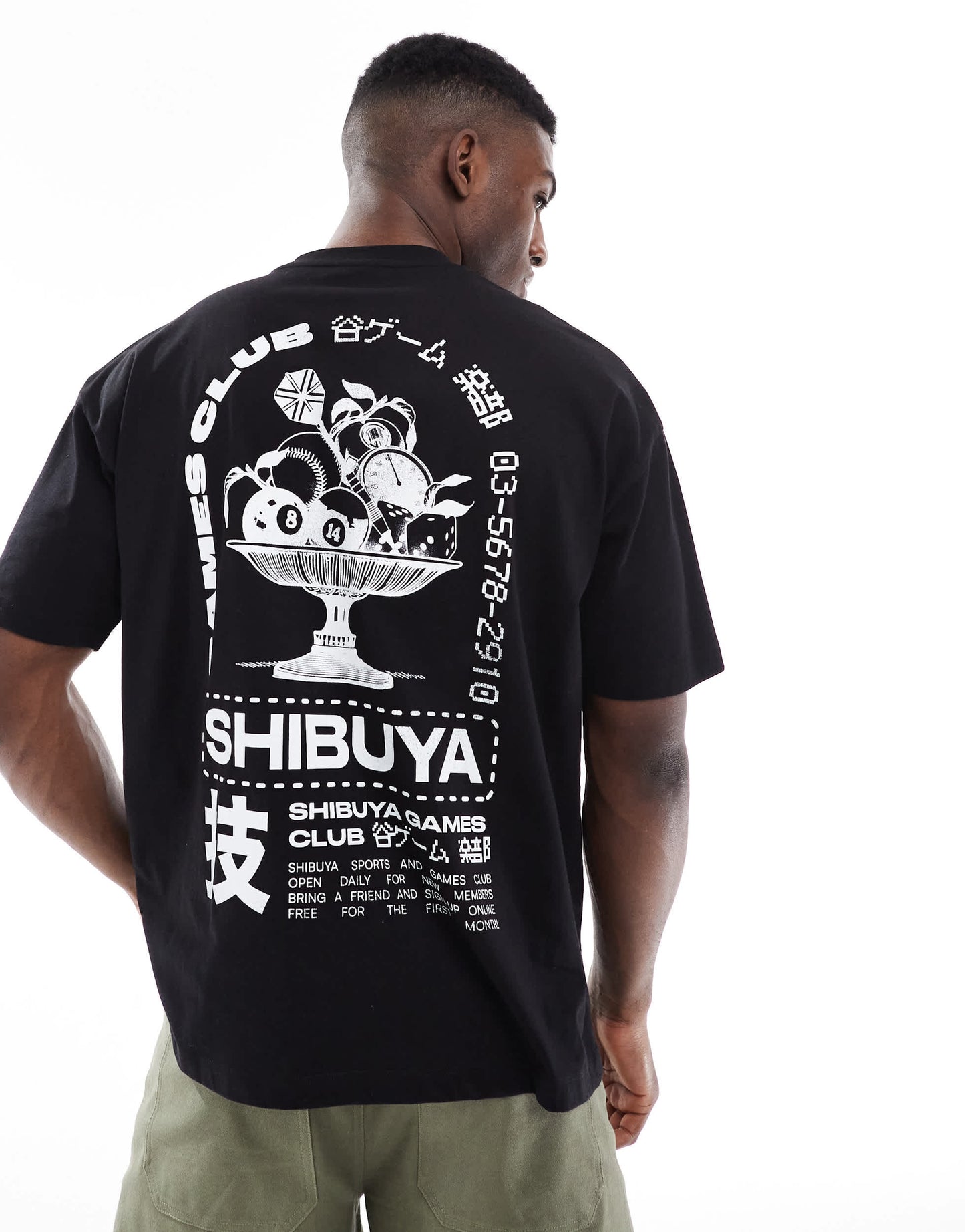 ASOS DESIGN oversized t-shirt with Shibuya graphic in black