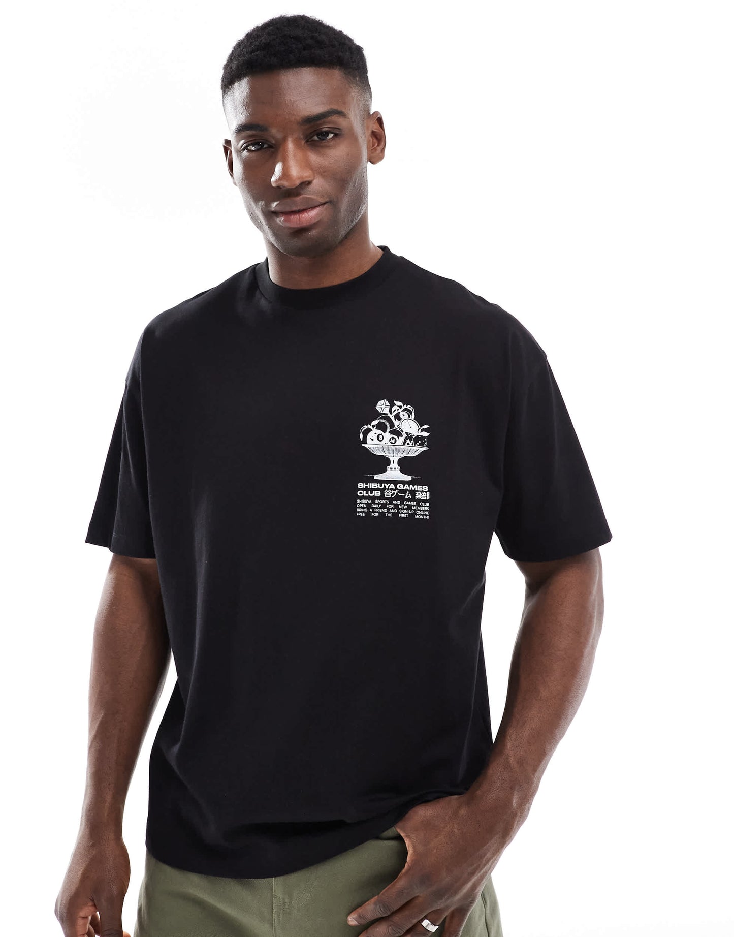 ASOS DESIGN oversized t-shirt with Shibuya graphic in black