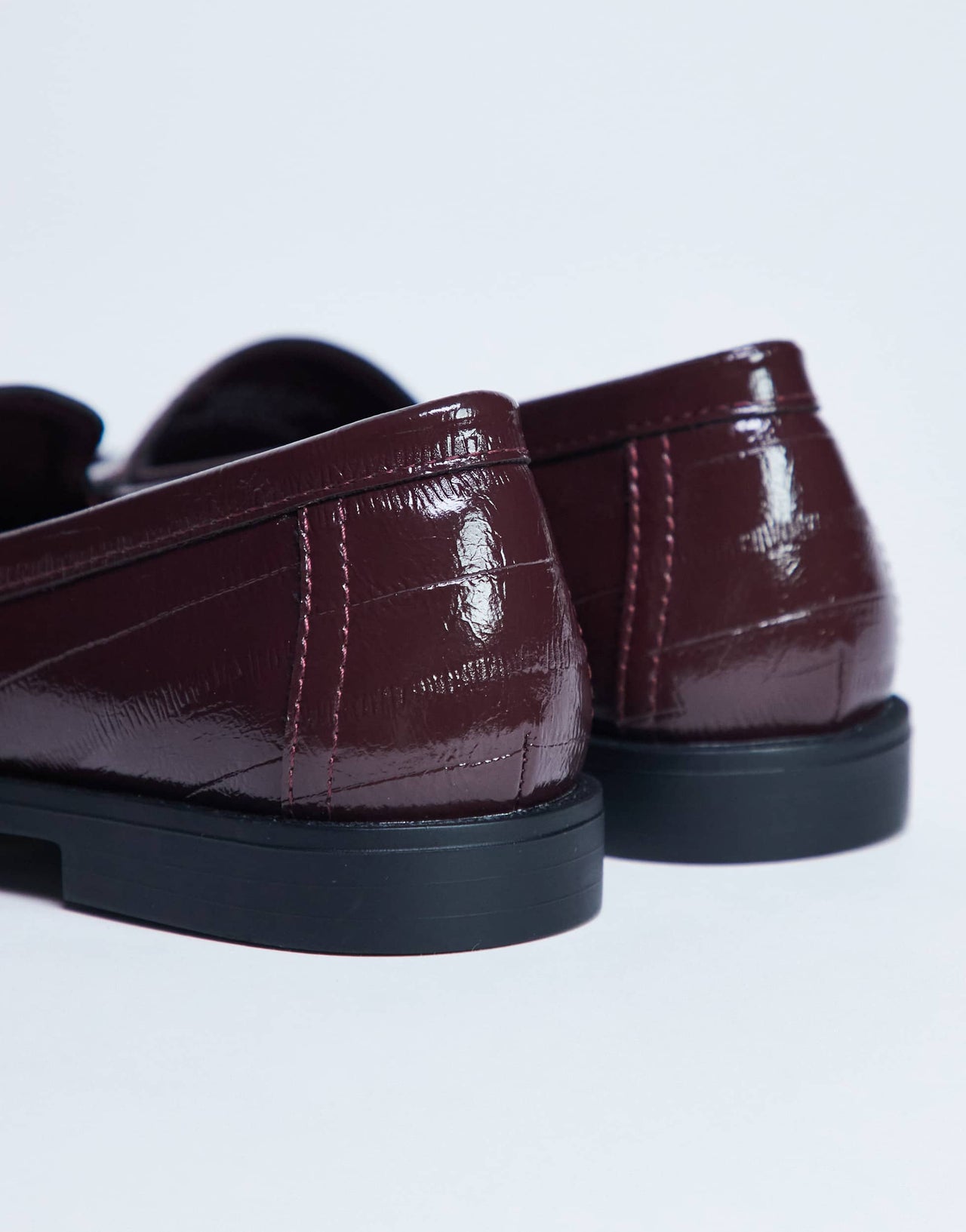 Topshop Coby ruched toe croc loafer in burgundy