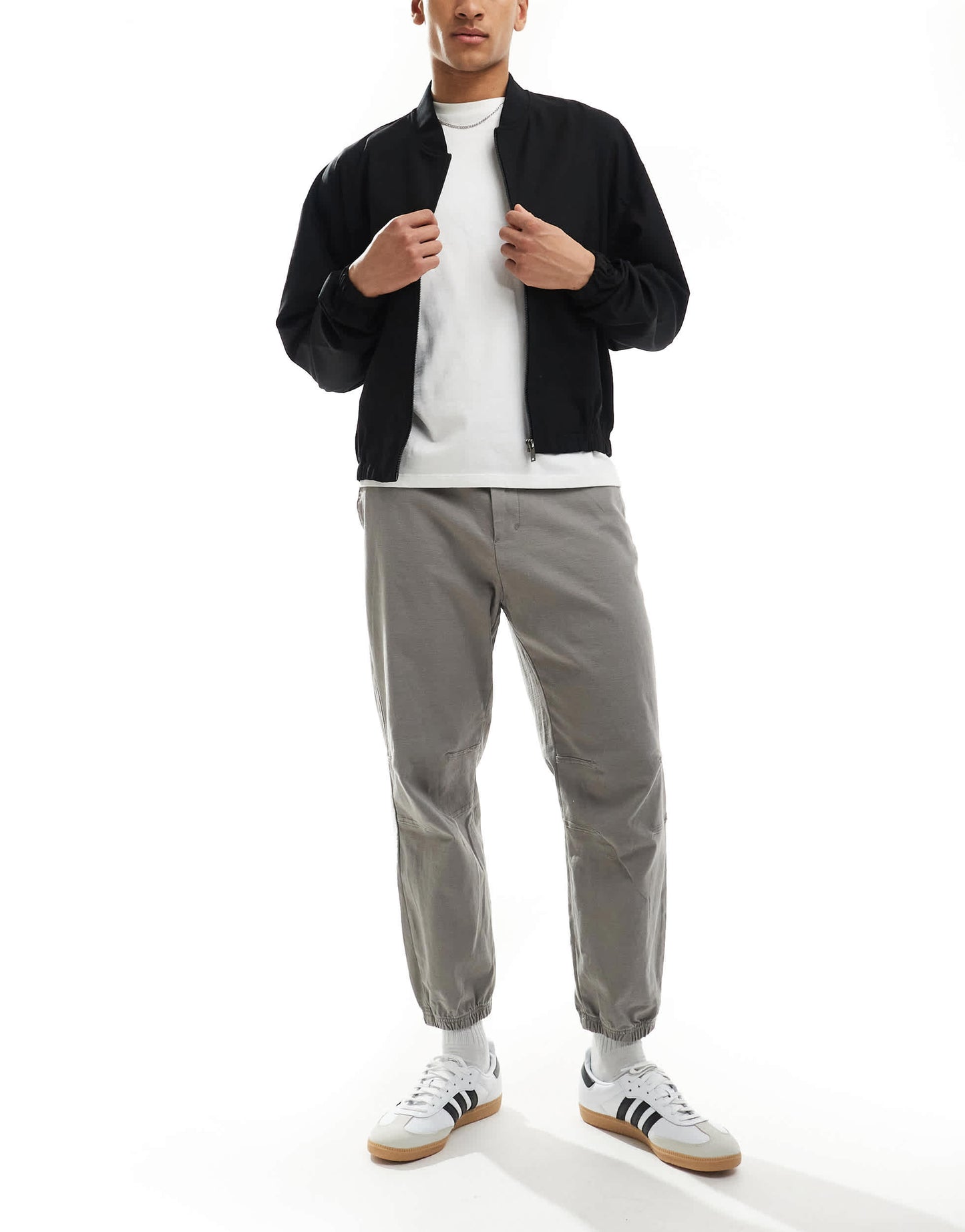 Pull&Bear cuffed baggy trousers in grey