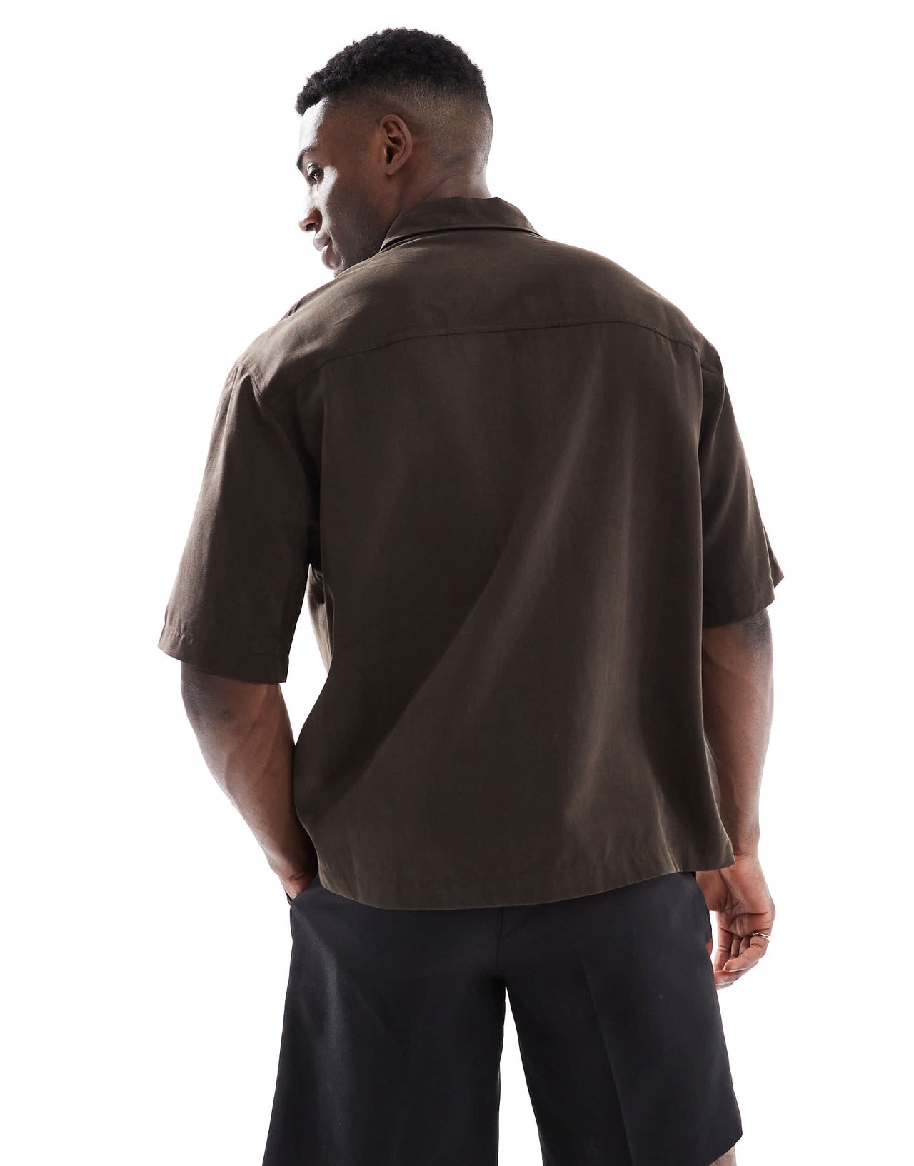 Pull&Bear boxy short sleeve shirt in brown