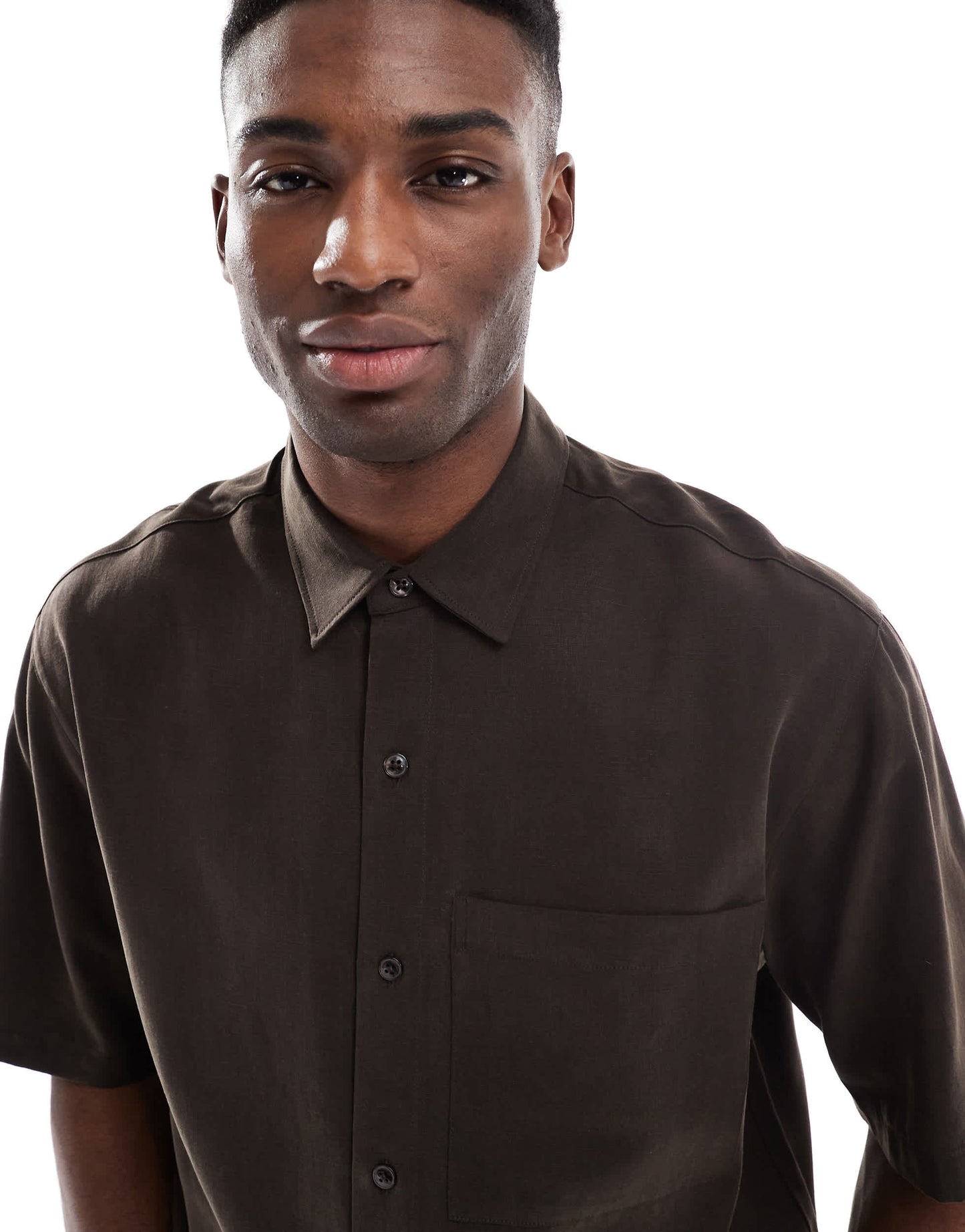 Pull&Bear boxy short sleeve shirt in brown