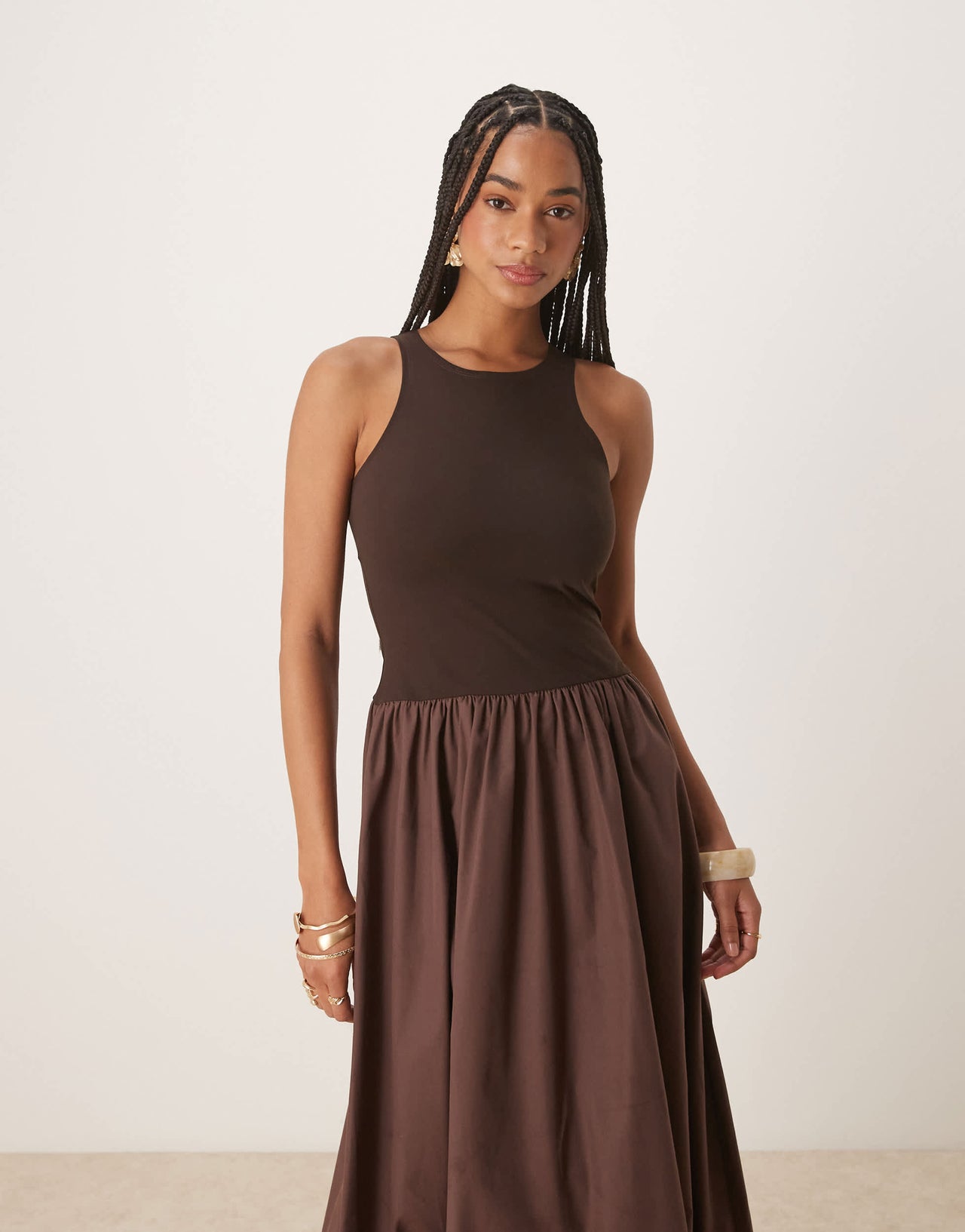 ASOS DESIGN hybrid racer maxi dress in chocolate