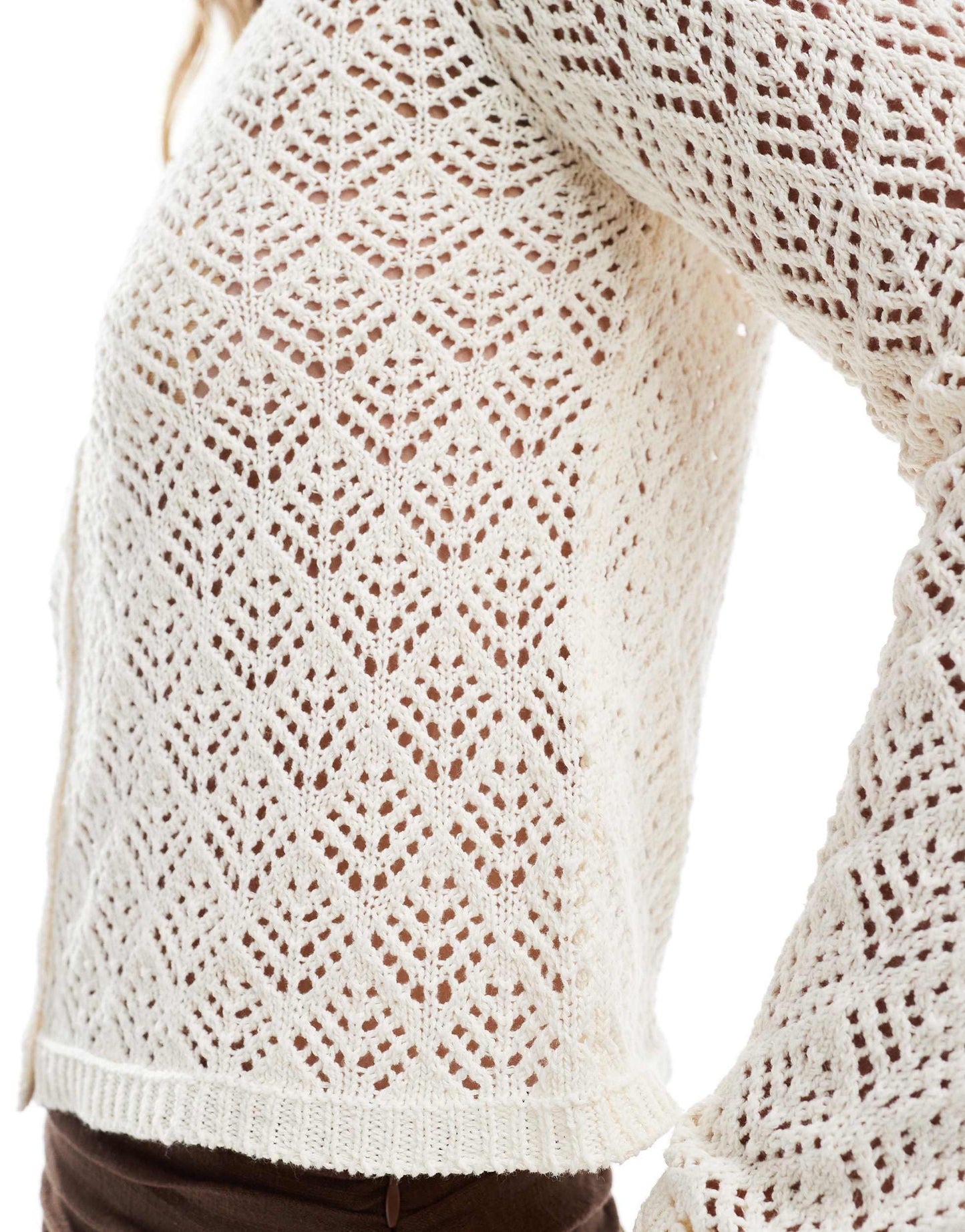 Stradivarius long sleeve fine knitted cardigan in beige