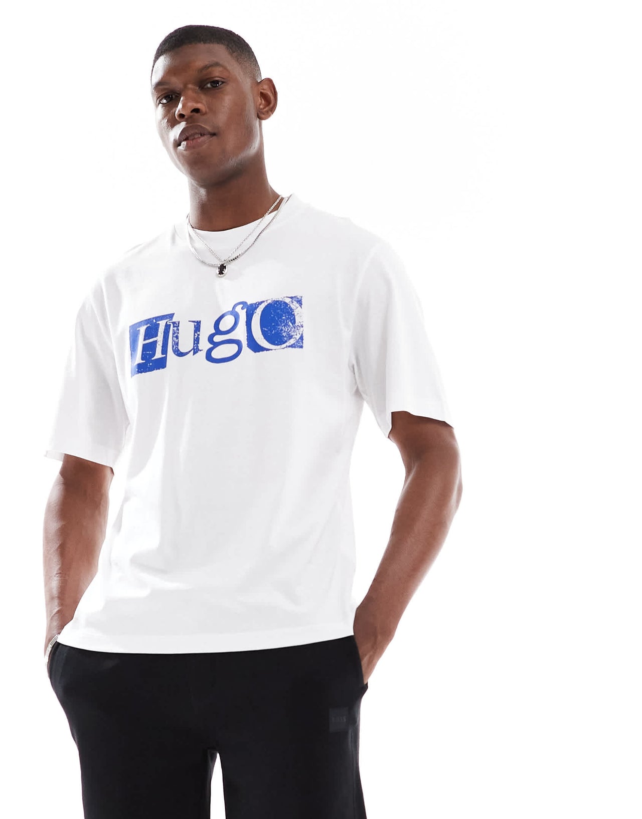 Hugo Blue Nugix logo t-shirt in white