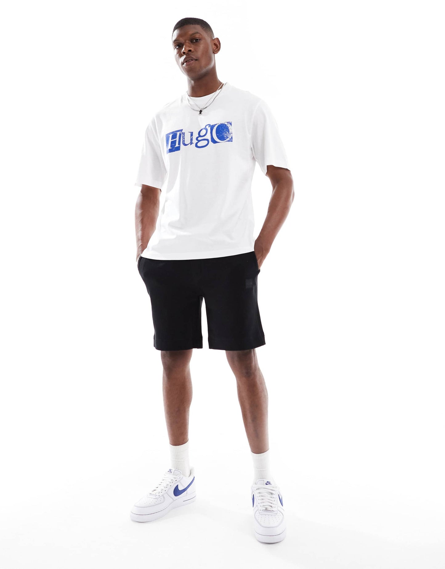Hugo Blue Nugix logo t-shirt in white