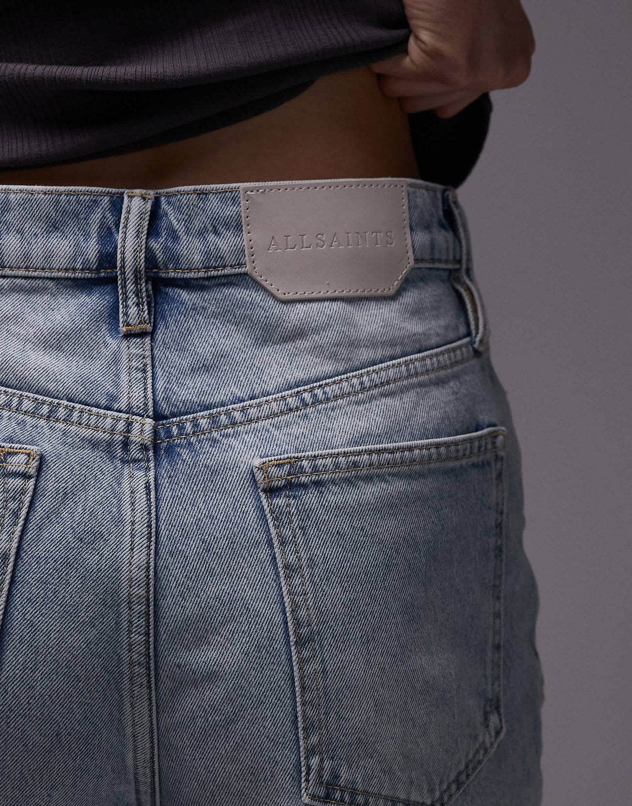 Allsaints doris denim short in light indigo