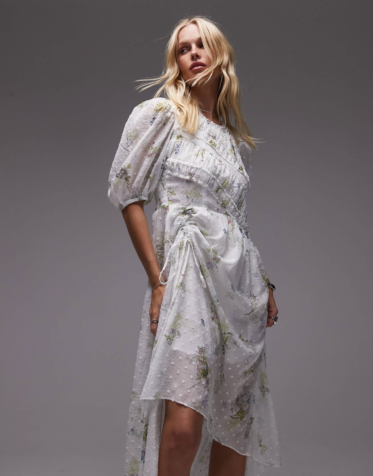 Allsaints serene dress in laci ecru white