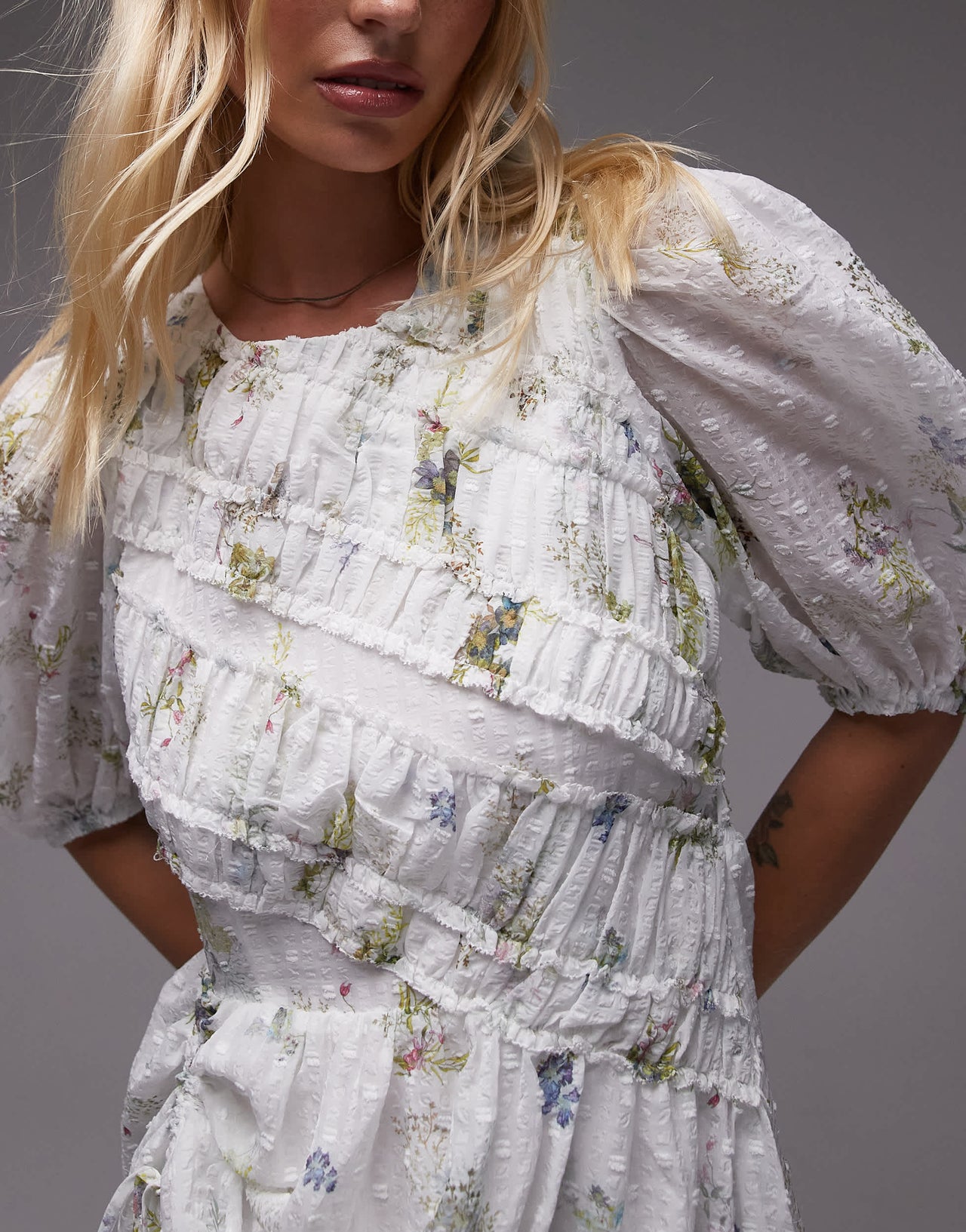 Allsaints serene dress in laci ecru white