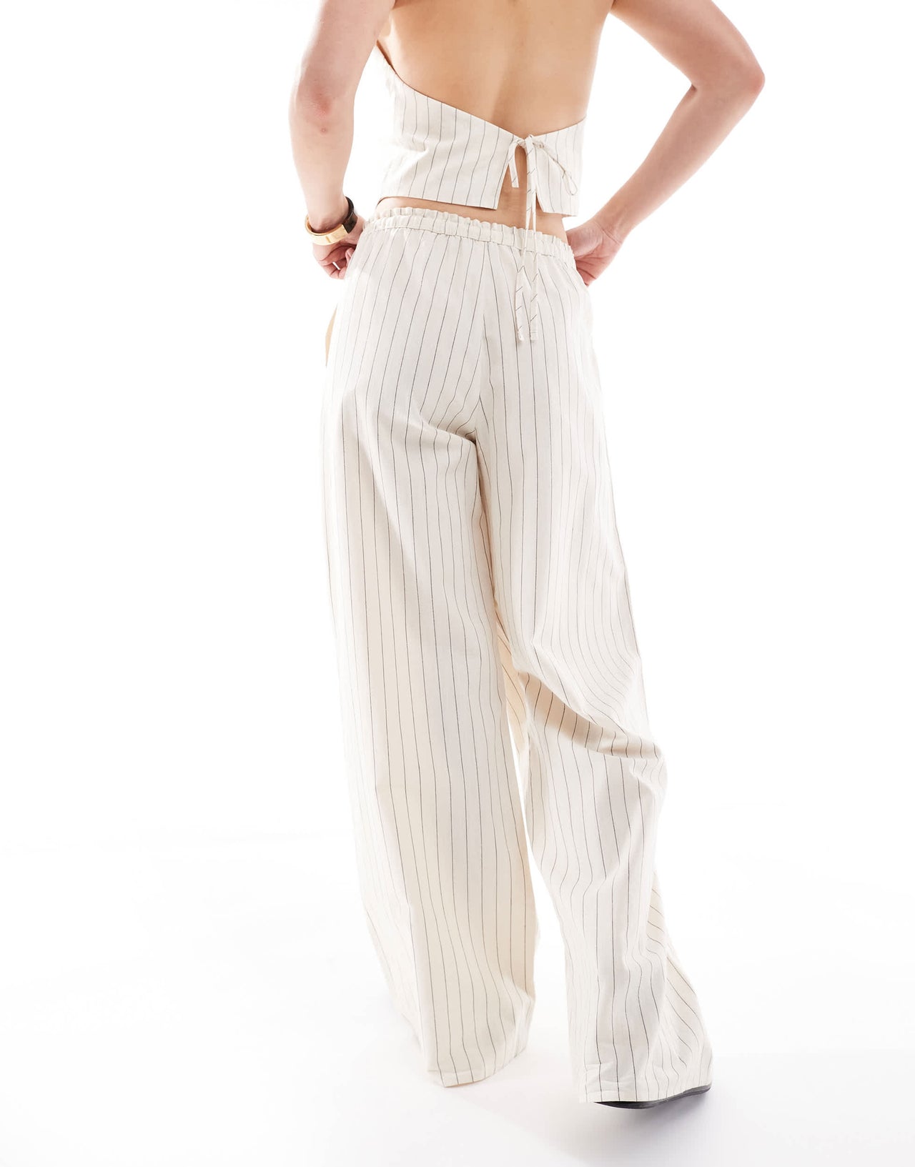 Pull&Bear rustic wide leg trouser co-ord in ecru
