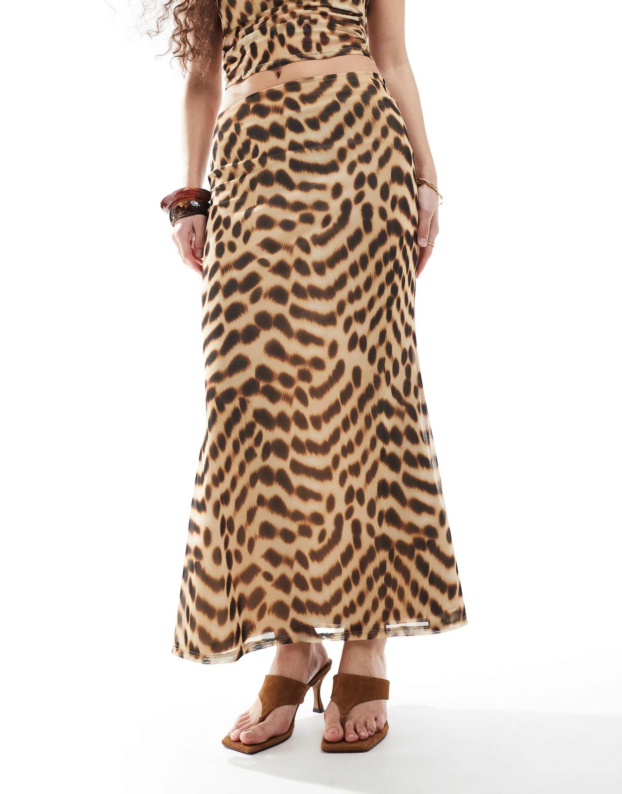 New Look co-ord midi skirt in leopard print