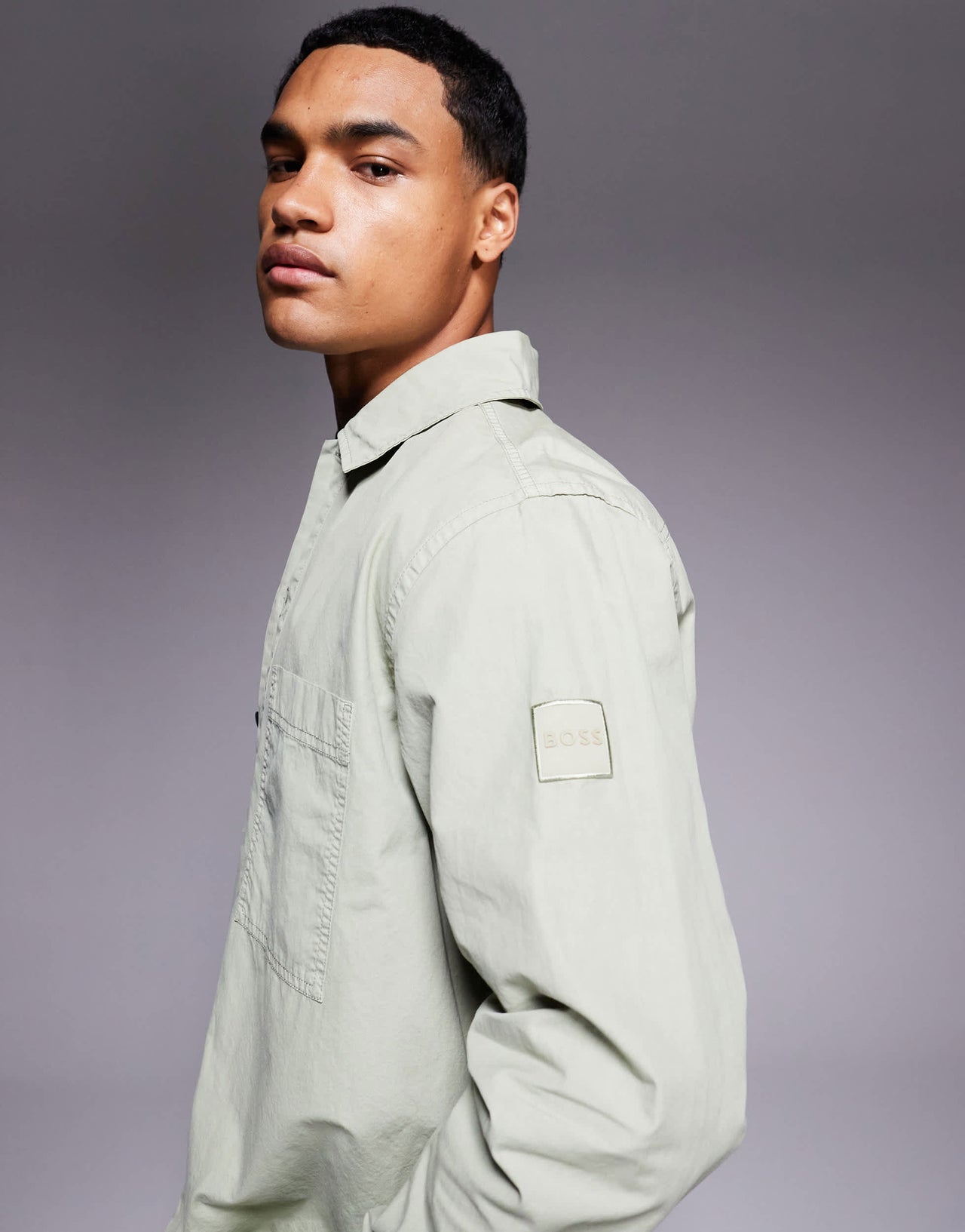 Boss Orange Locky overshirt in light green