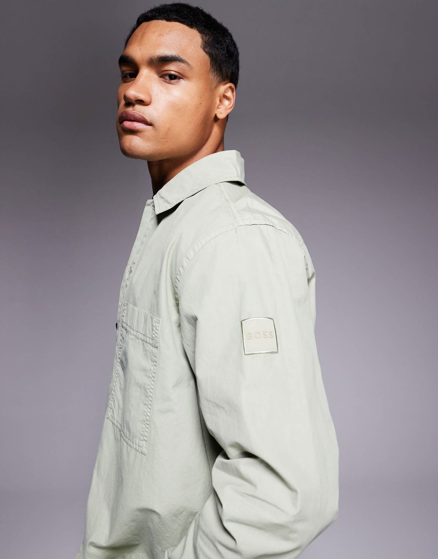Boss Orange Locky overshirt in light green