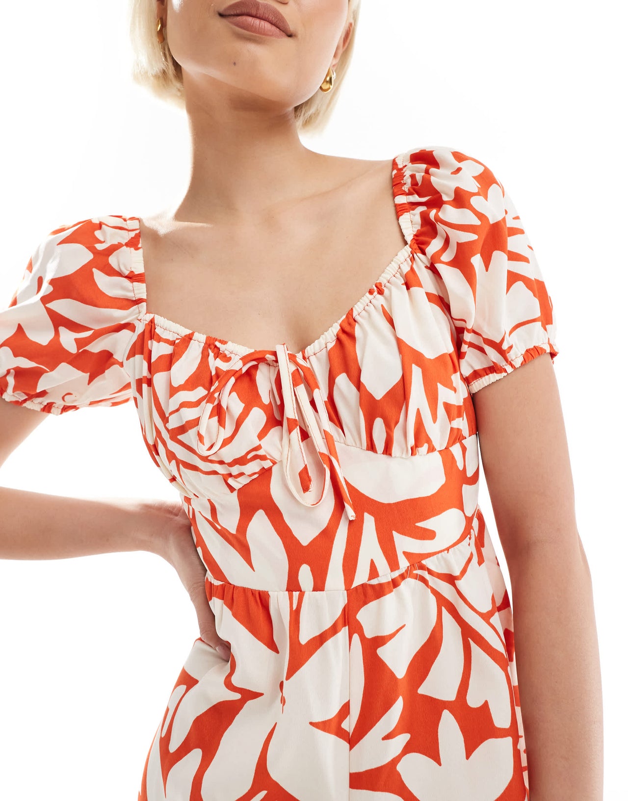 Wednesday's Girl milkmaid playsuit in red