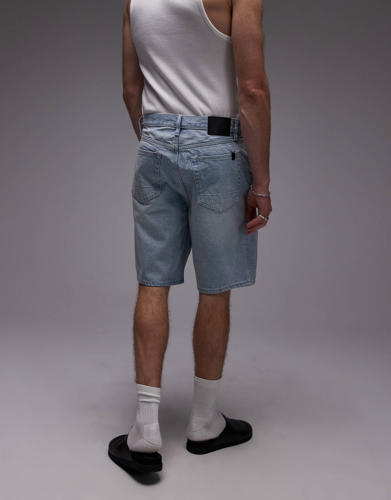 Allsaints alva short in pale indigo blue