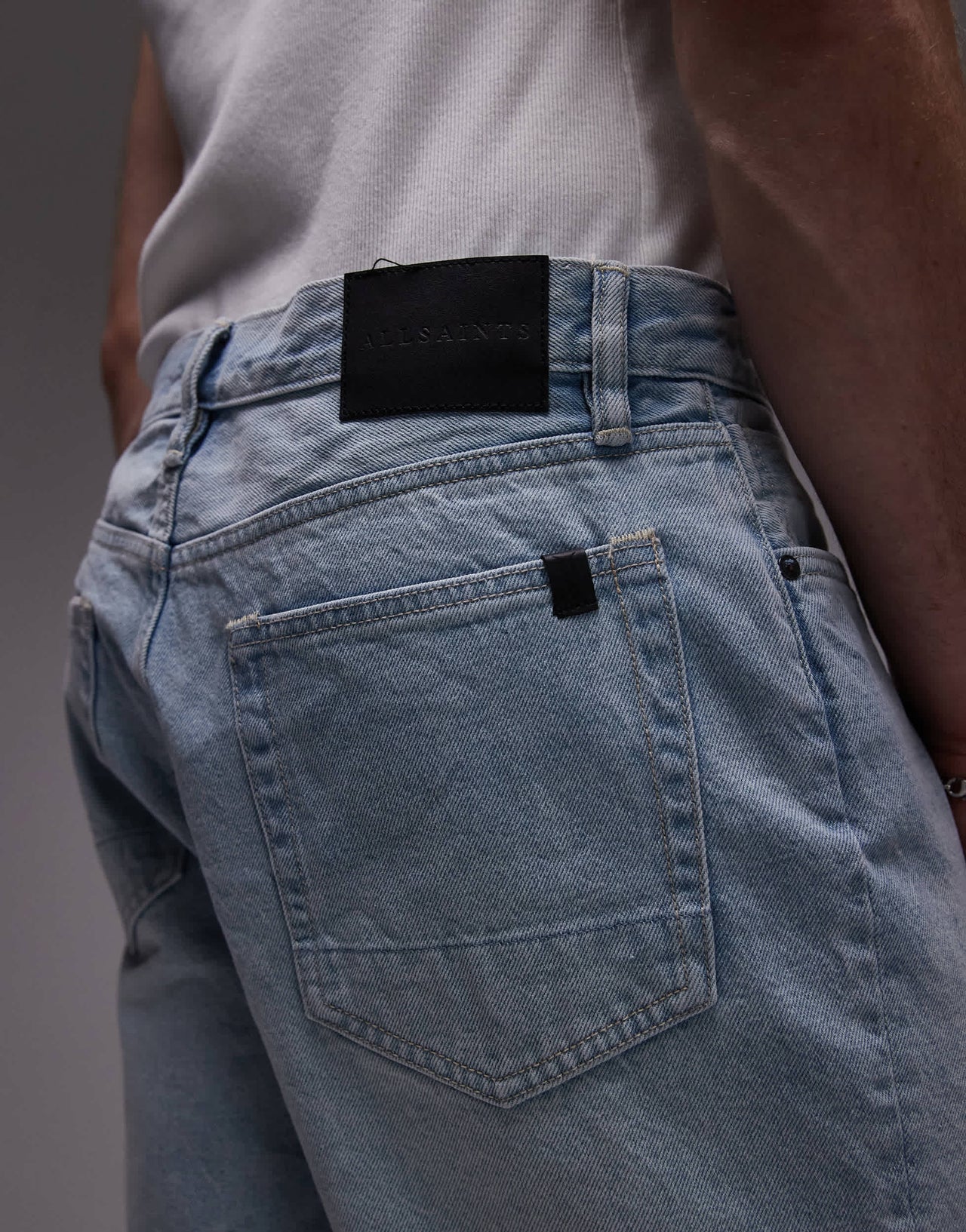 Allsaints alva short in pale indigo blue