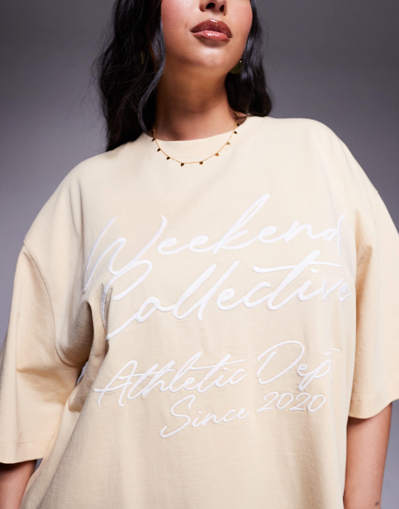 Weekend Collective Curve oversized t-shirt with scribble logo in buttermilk