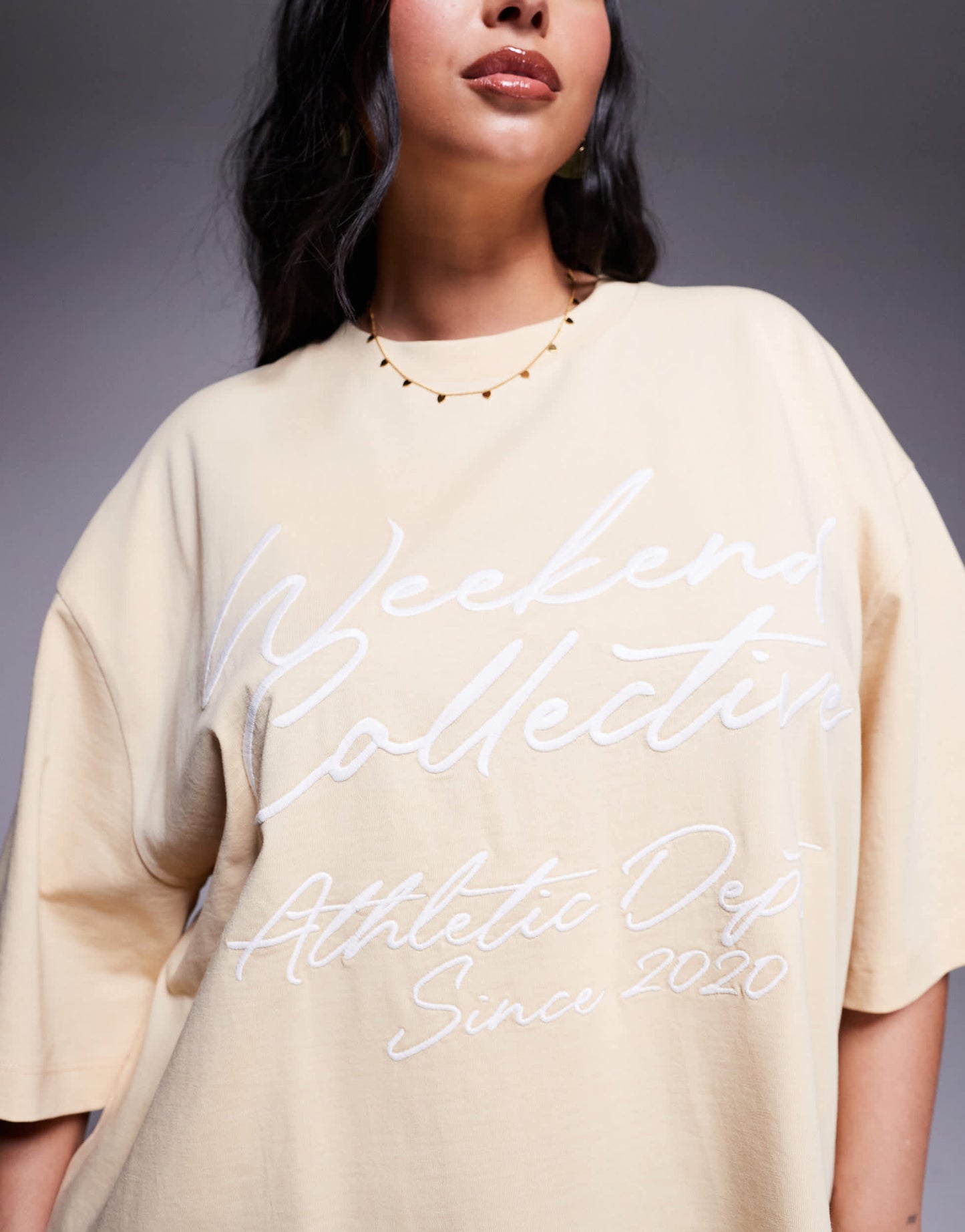 Weekend Collective Curve oversized t-shirt with scribble logo in buttermilk