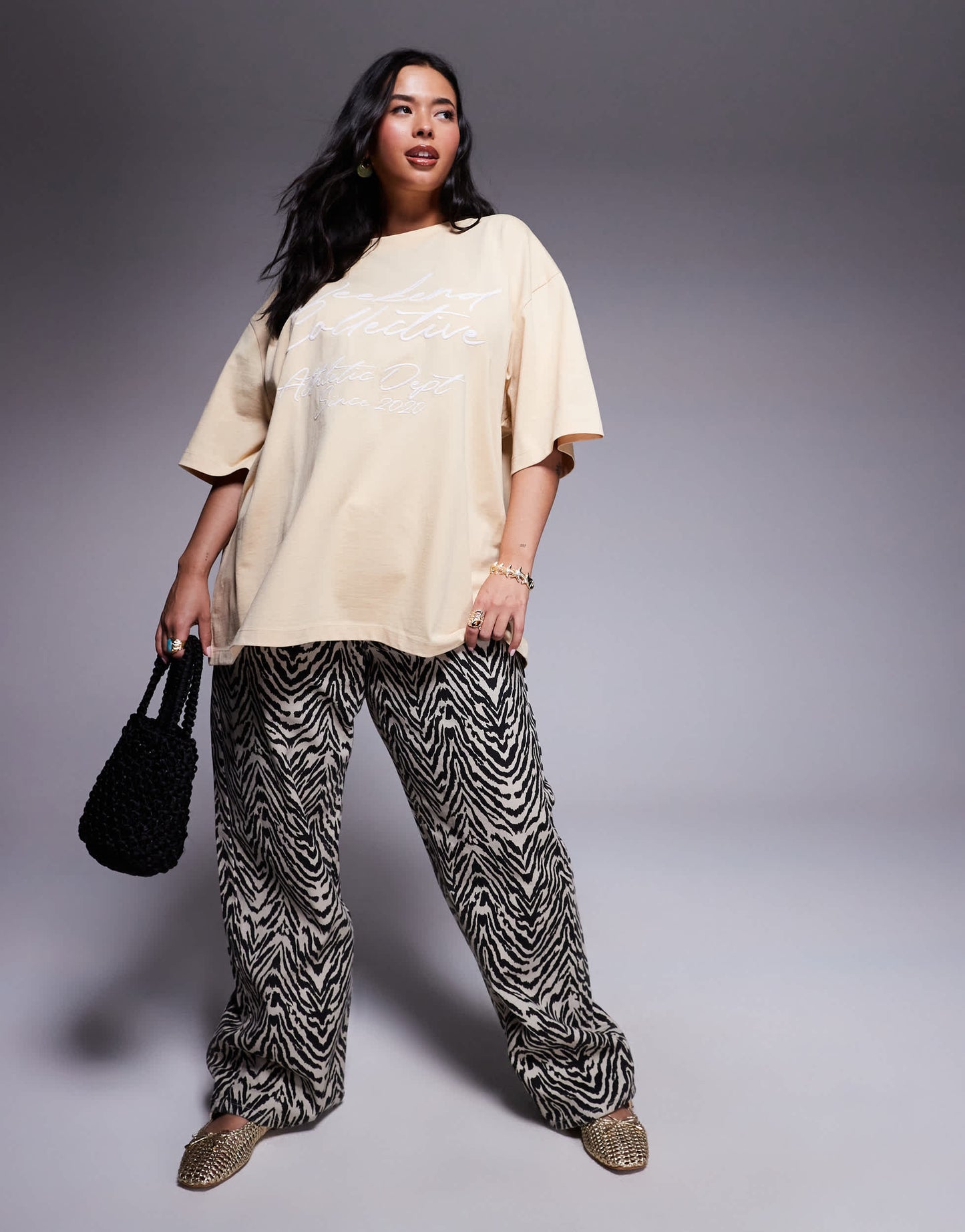 Weekend Collective Curve oversized t-shirt with scribble logo in buttermilk