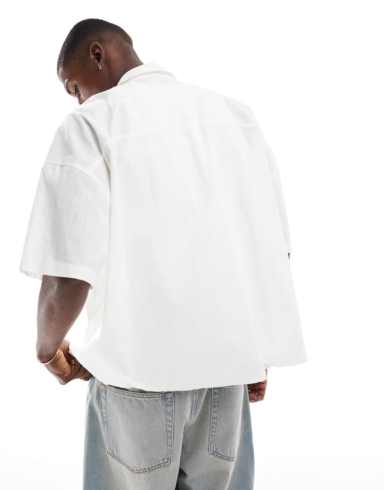 ASOS DESIGN volume oversized shirt in cream