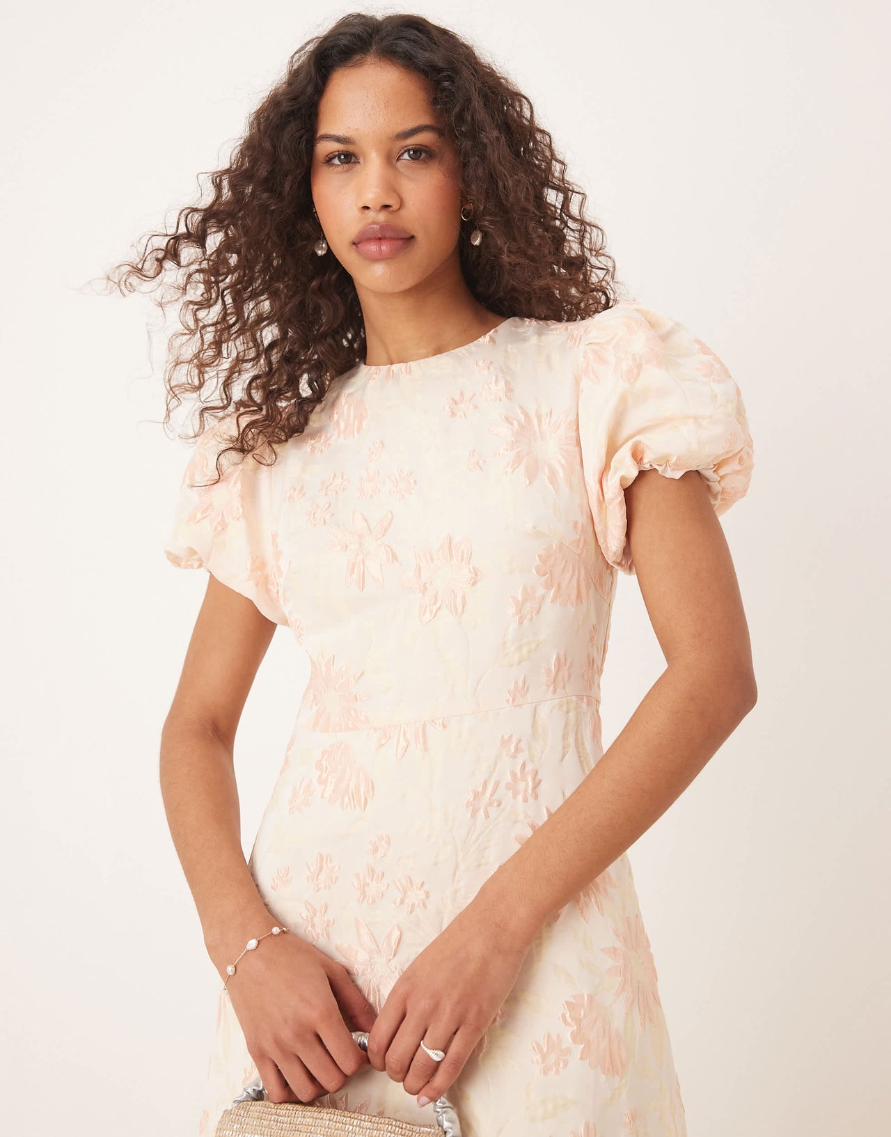 Sister Jane puff sleeve bubble hem maxi dress in peachy floral
