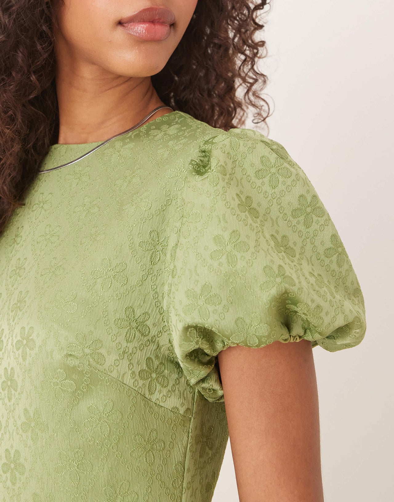 Sister Jane puff sleeve bubble hem maxi dress in soft olive