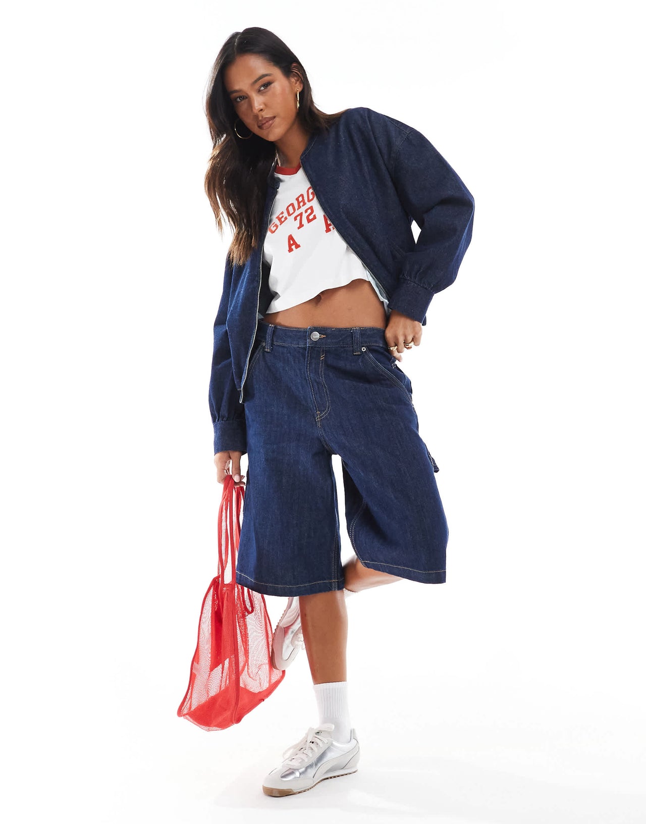 ASOS DESIGN oversized denim bomber jacket in indigo