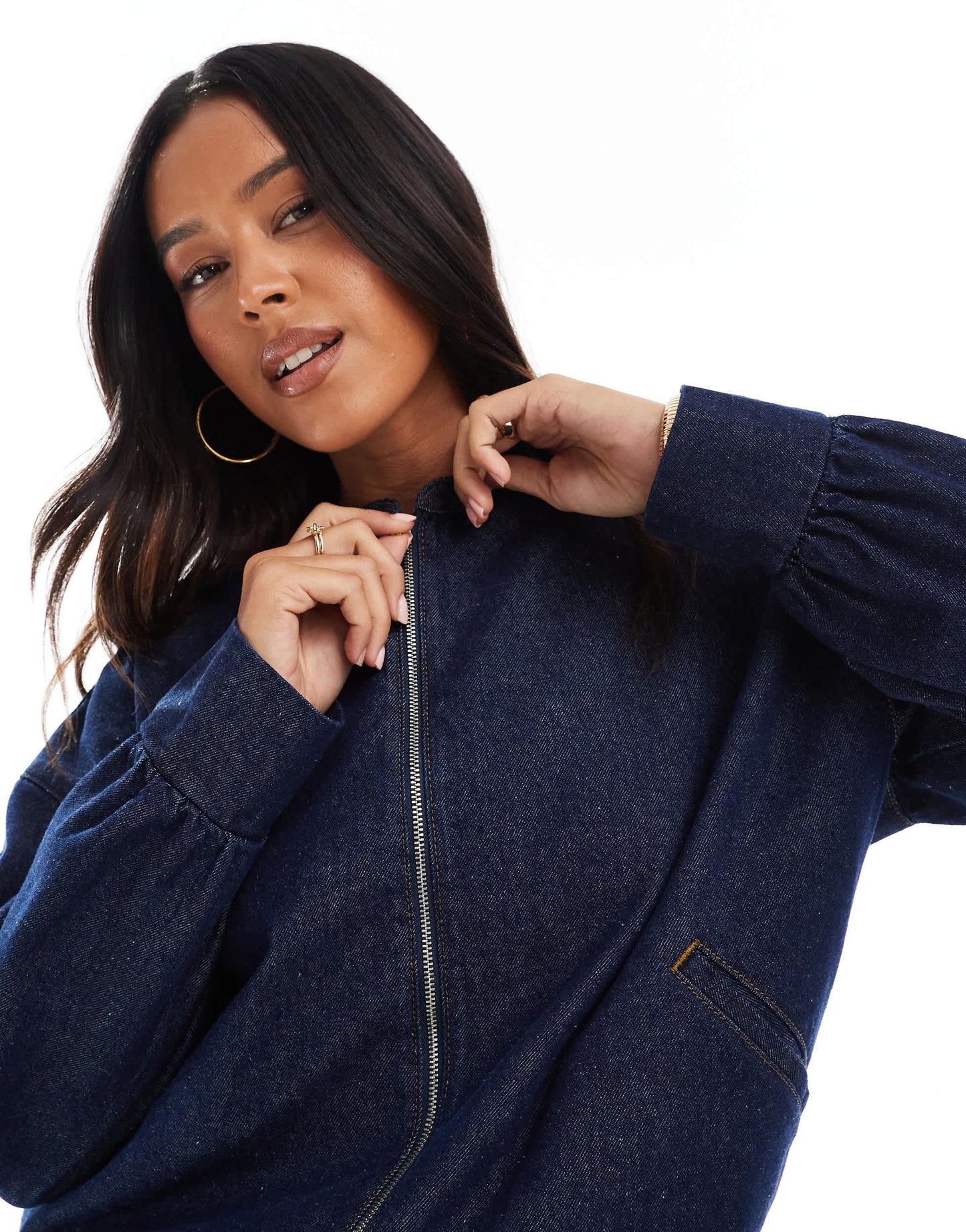 ASOS DESIGN oversized denim bomber jacket in indigo