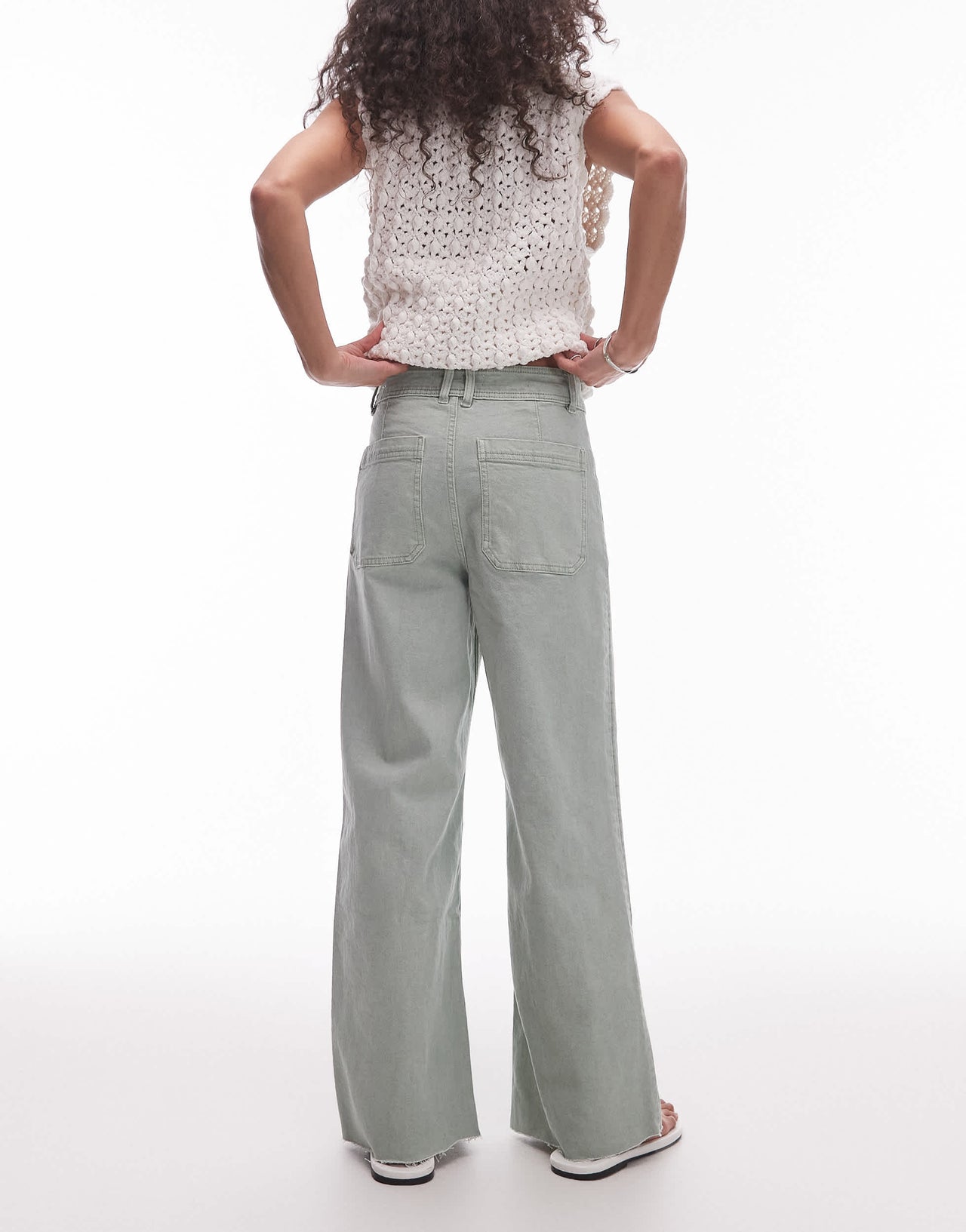 Mango Catherin wide leg jeans in sage green
