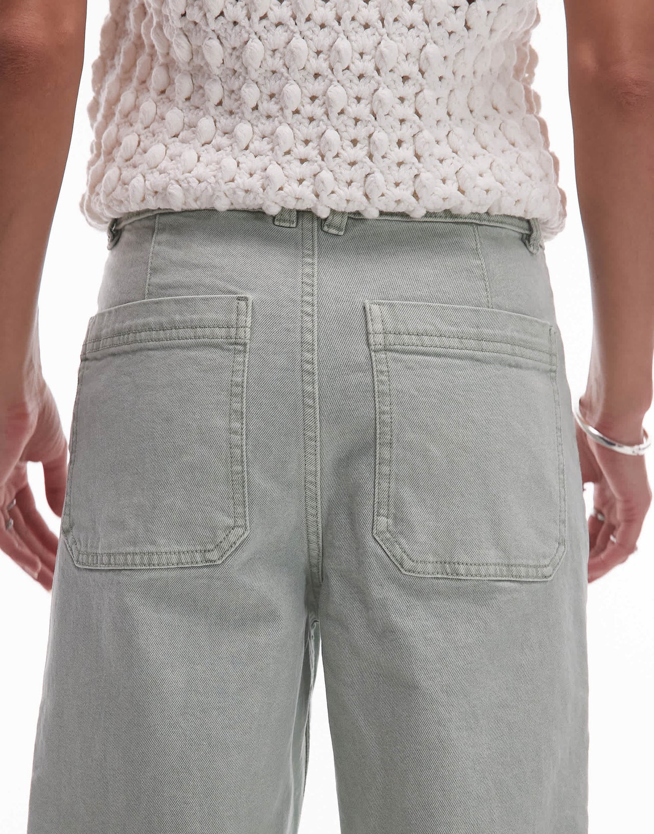 Mango Catherin wide leg jeans in sage green