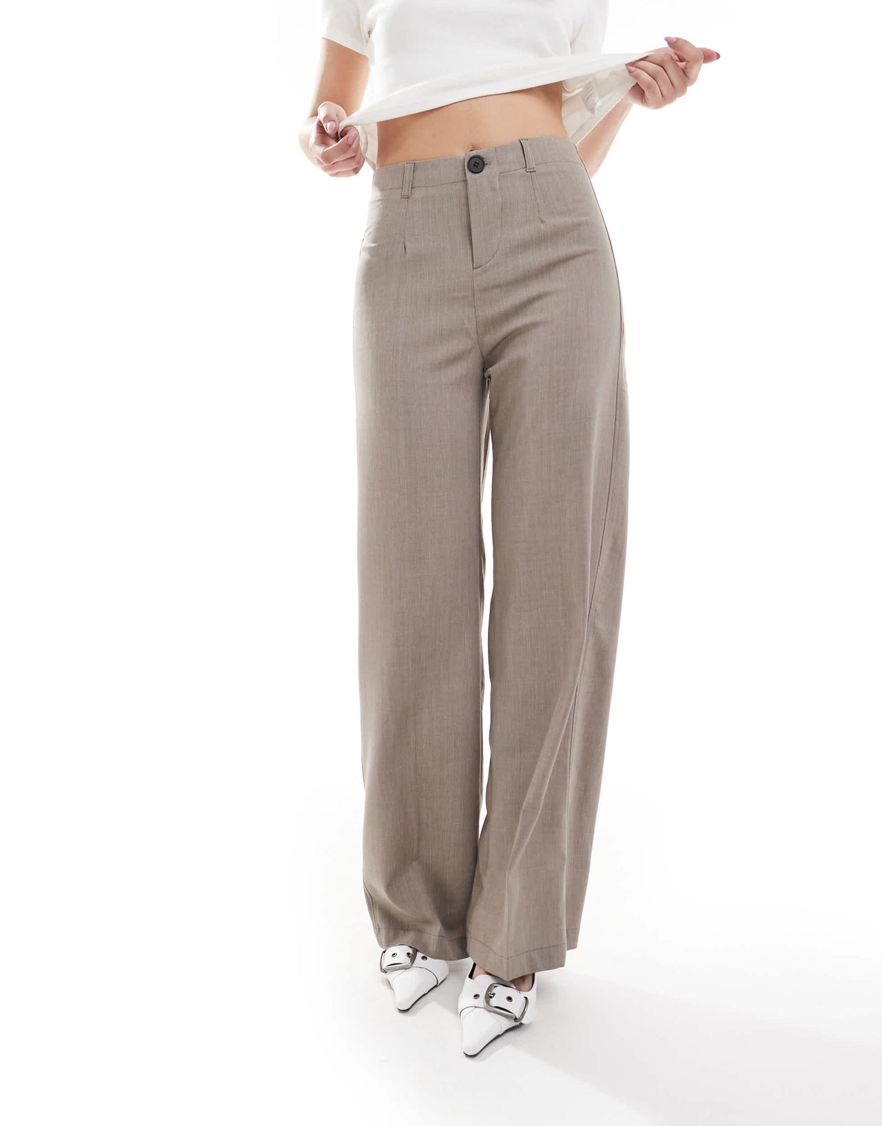 Bershka Tailored Trouser in stone
