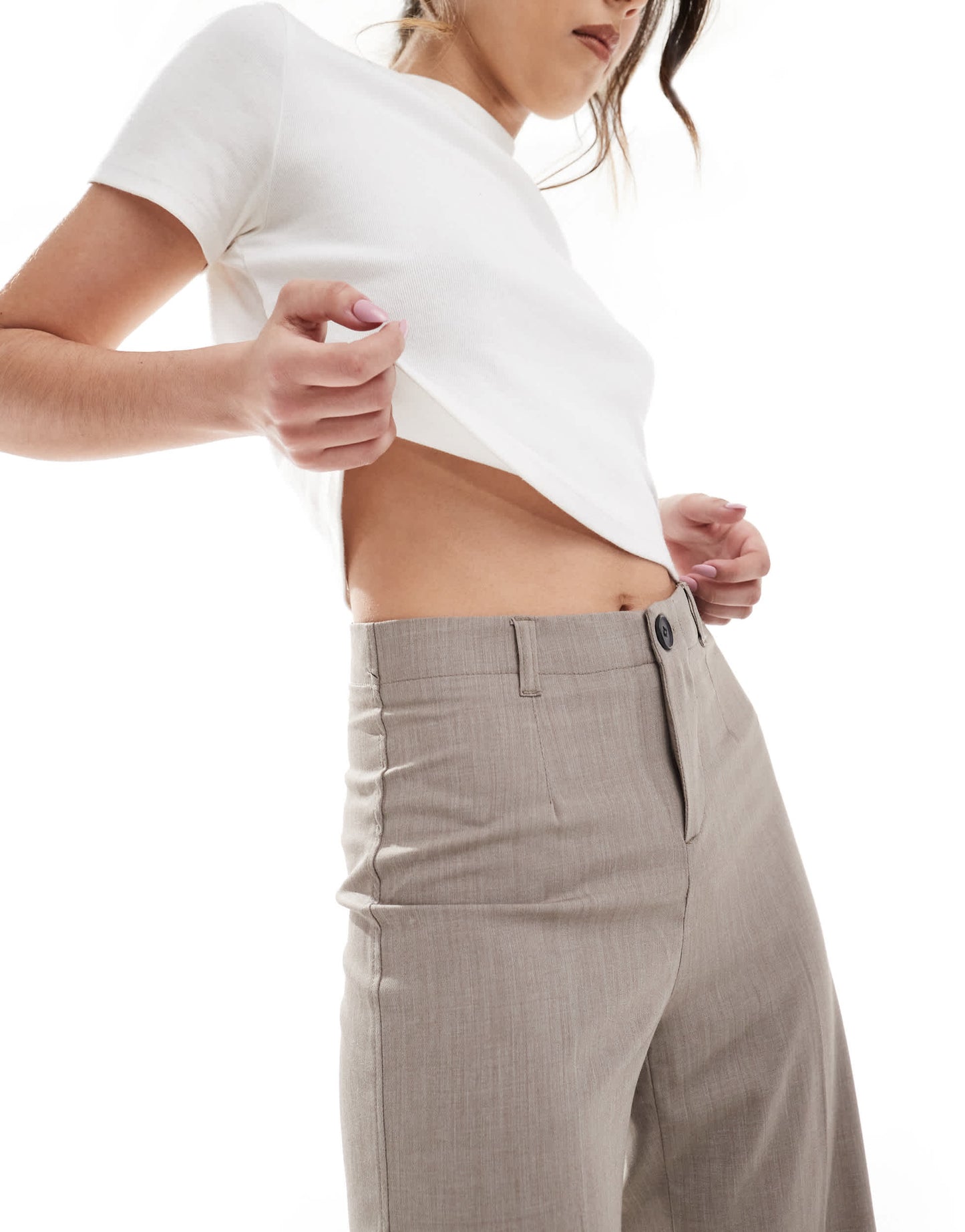 Bershka Tailored Trouser in stone