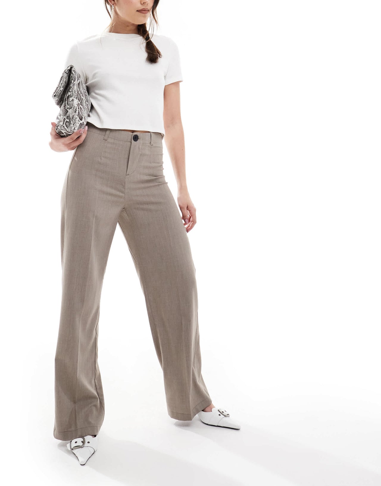 Bershka Tailored Trouser in stone